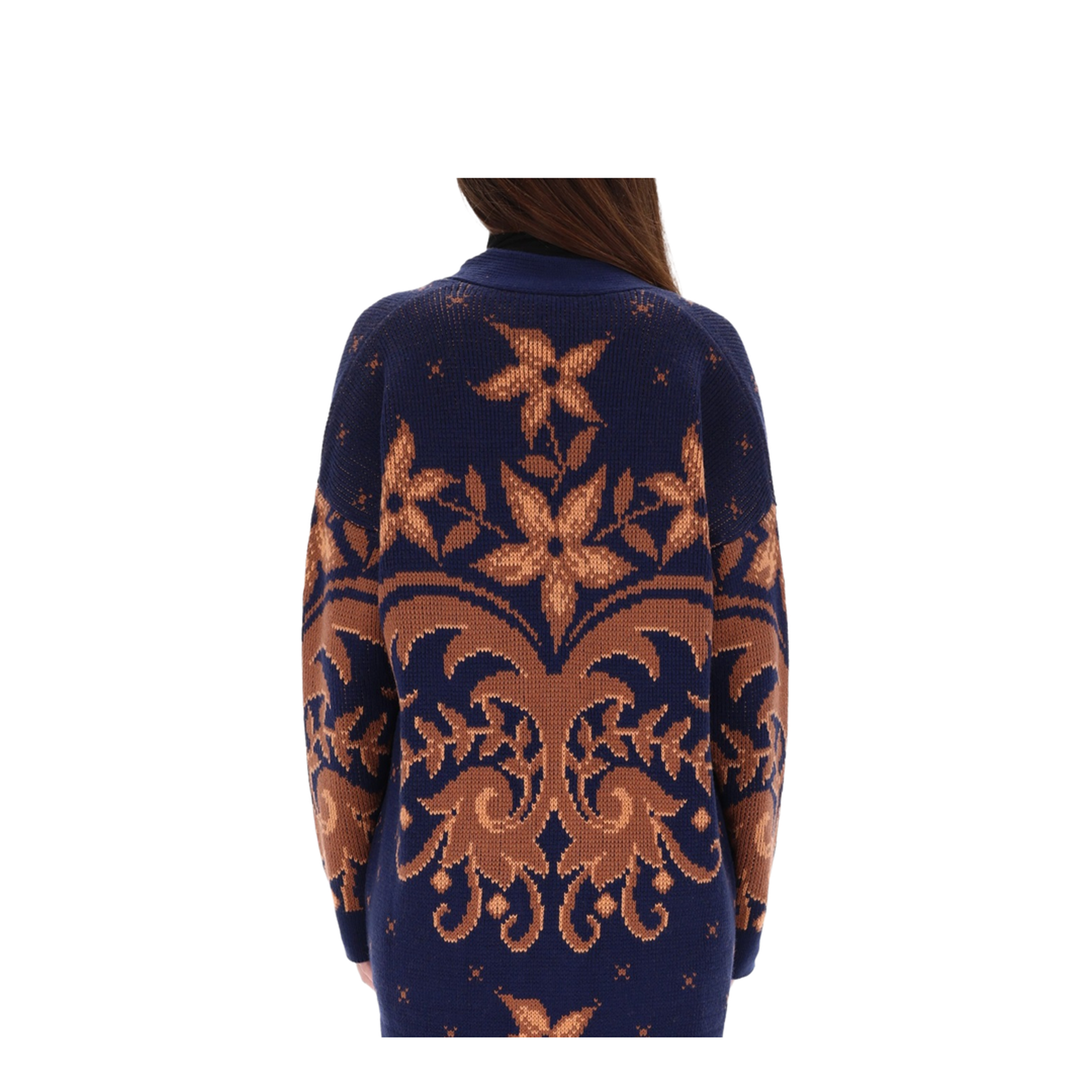 V-Neck Wool Jacquard Cardigan - Image 3
