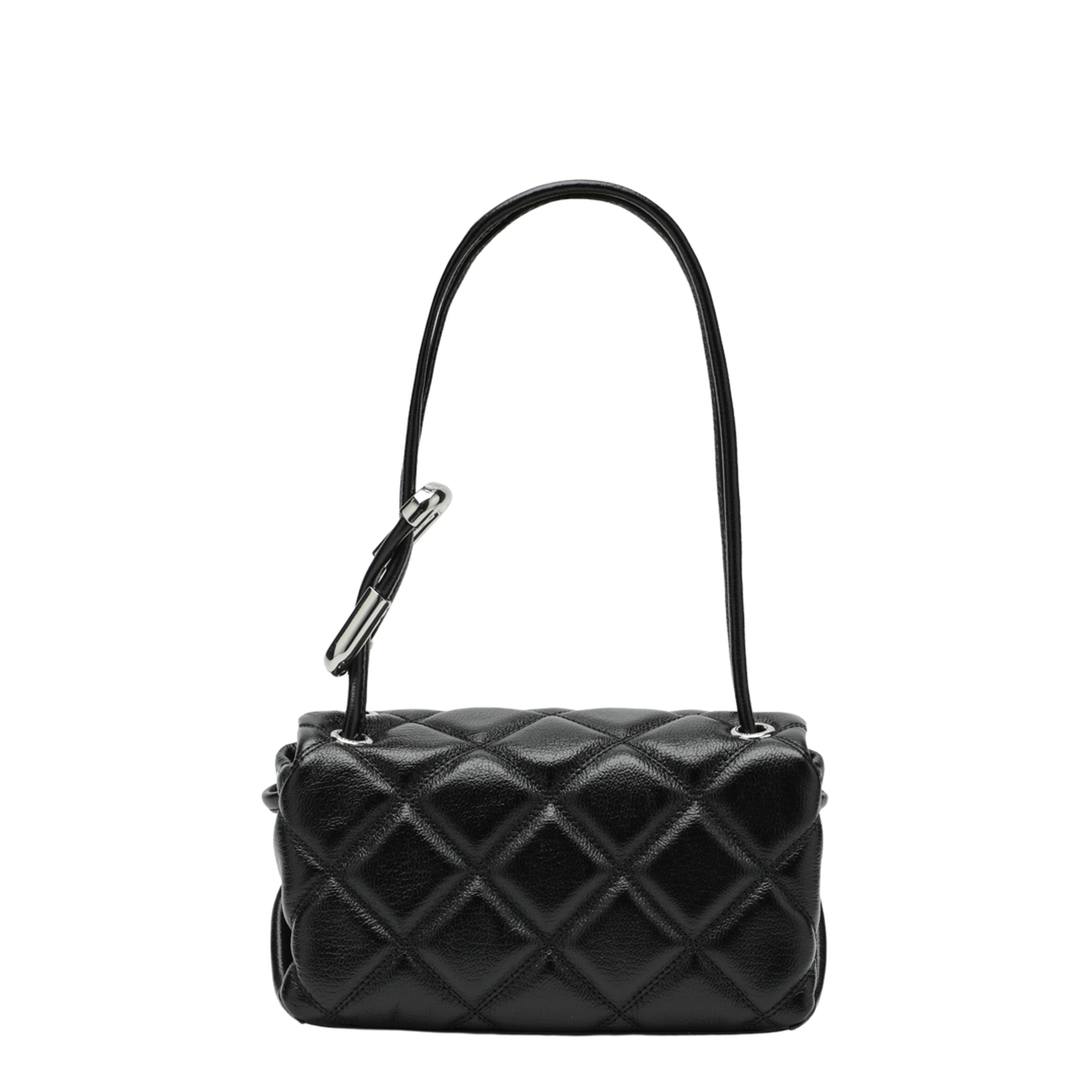 Contemporary Mini Quilted Leather Shoulder Bag - Black - Image 2
