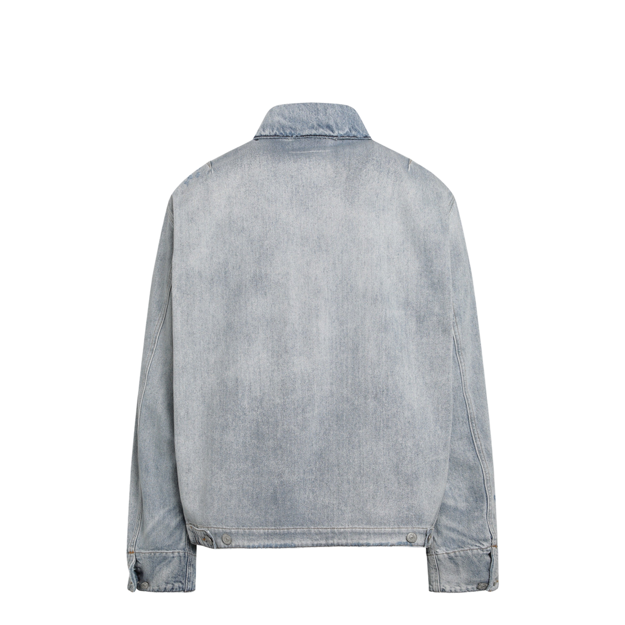 Washed Blue Zip-Up Denim Jacket - Image 2
