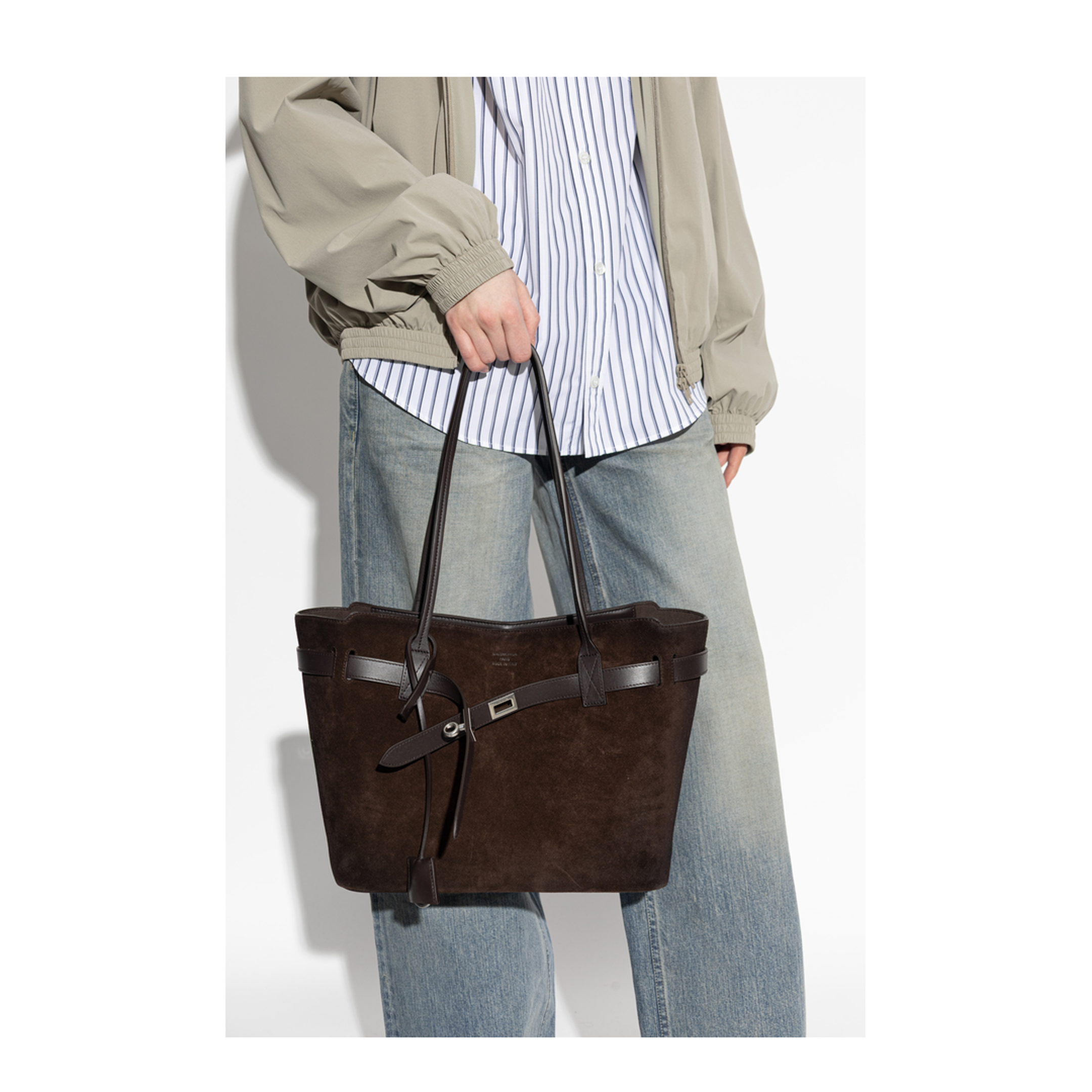 Bel Air Medium Waxed Suede Calfskin Tote Bag - Light Espresso - Image 5