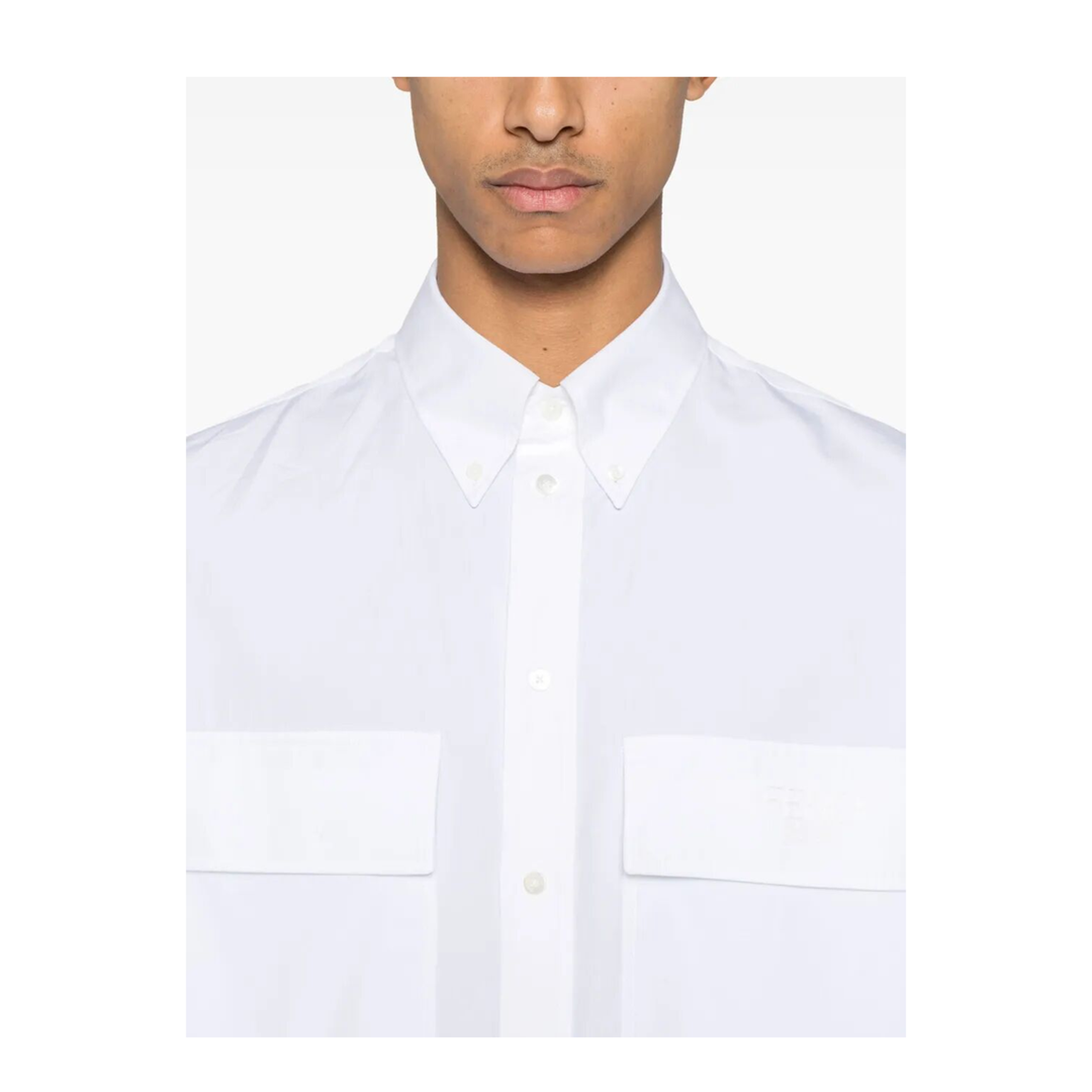 Topstitched Roma Lettering Cotton Shirt - Image 4