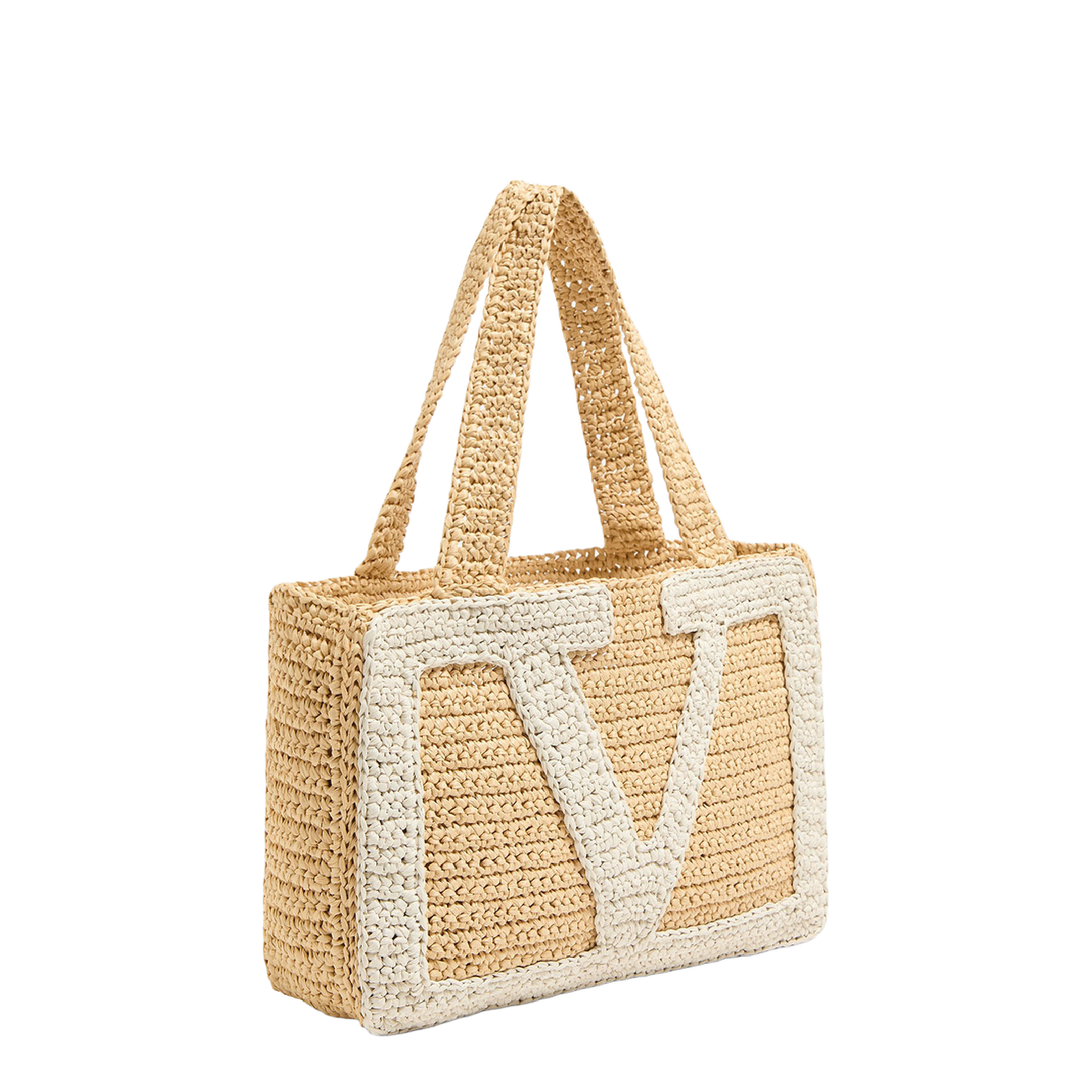 Viva Superstar Medium Raffia Shopping Bag - Natural/Butter - Image 2