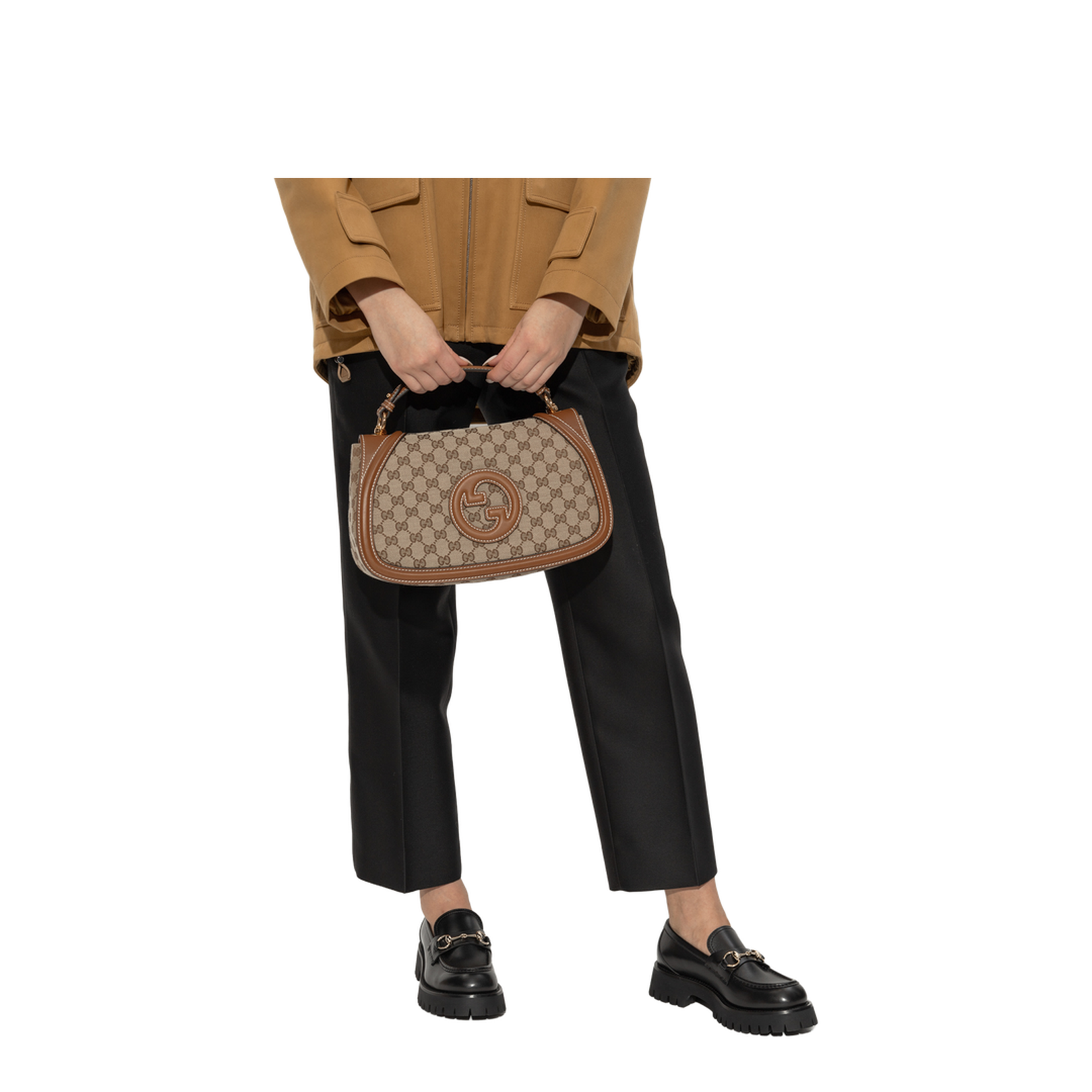 Blondie Large Canvas Top Handle Bag - Beige and dark brown GG canvas - Image 2