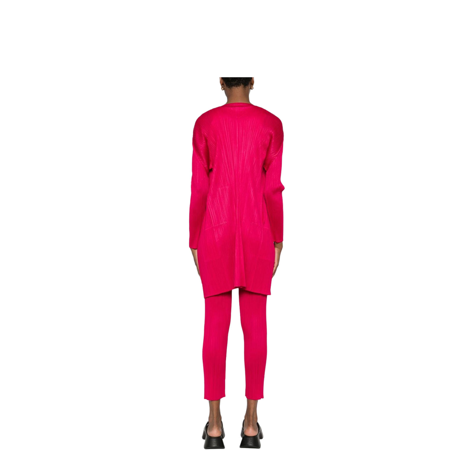 Pleated Cardigan In Pink - Image 2