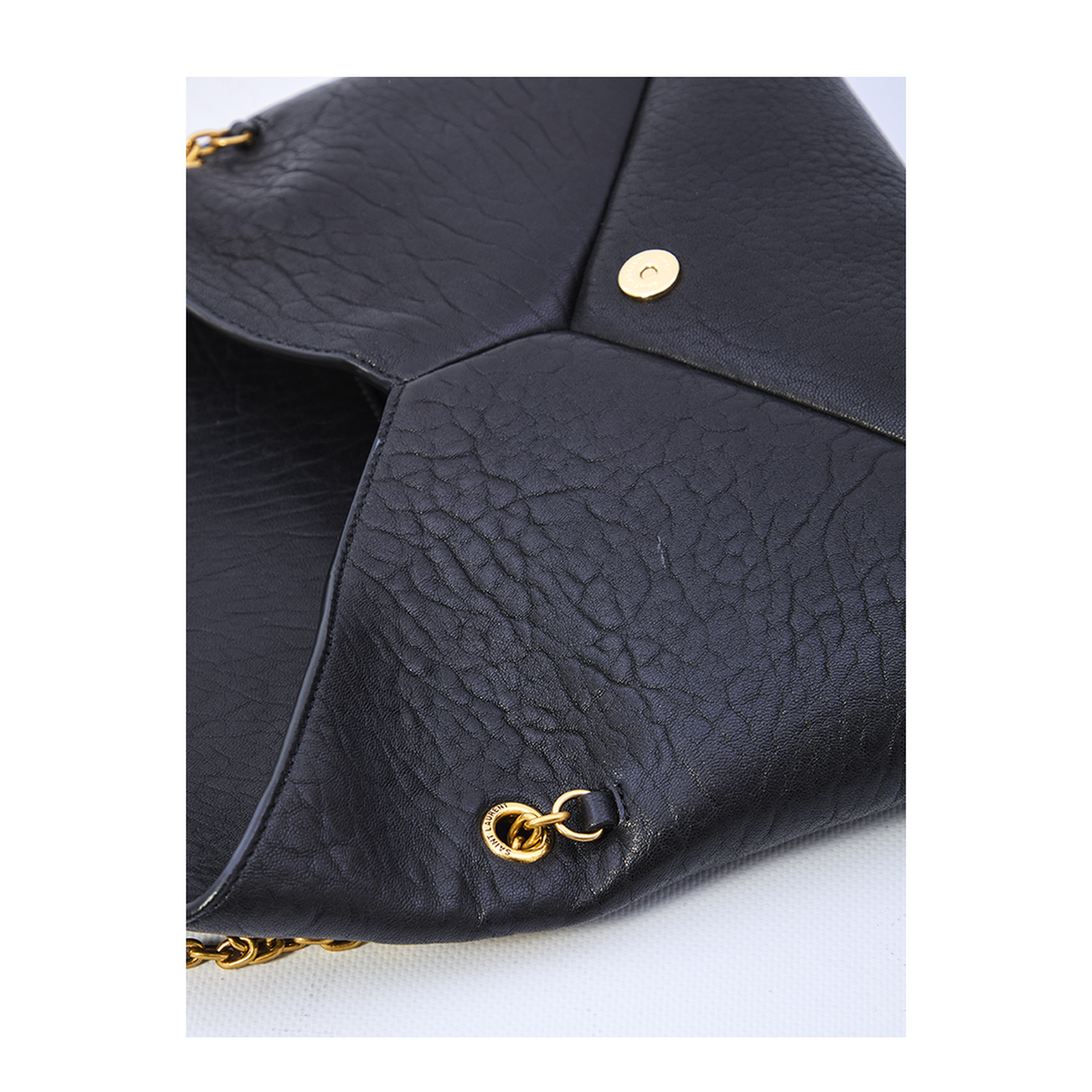 Cassandre Medium Lambskin Pouch on Chain - Black - Image 4