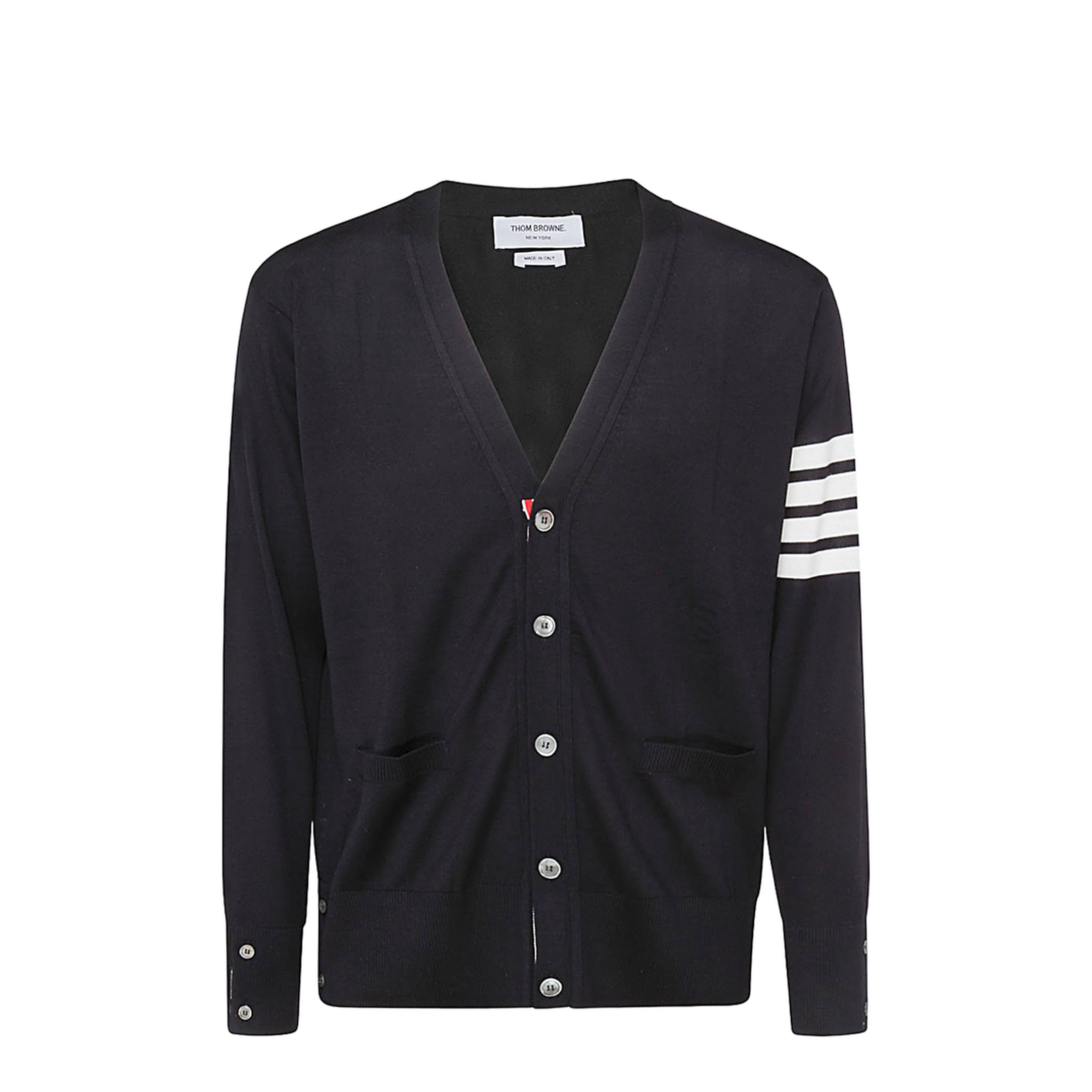 4-Bar Stripe Sustainable V-Neck Cardigan - Image 2
