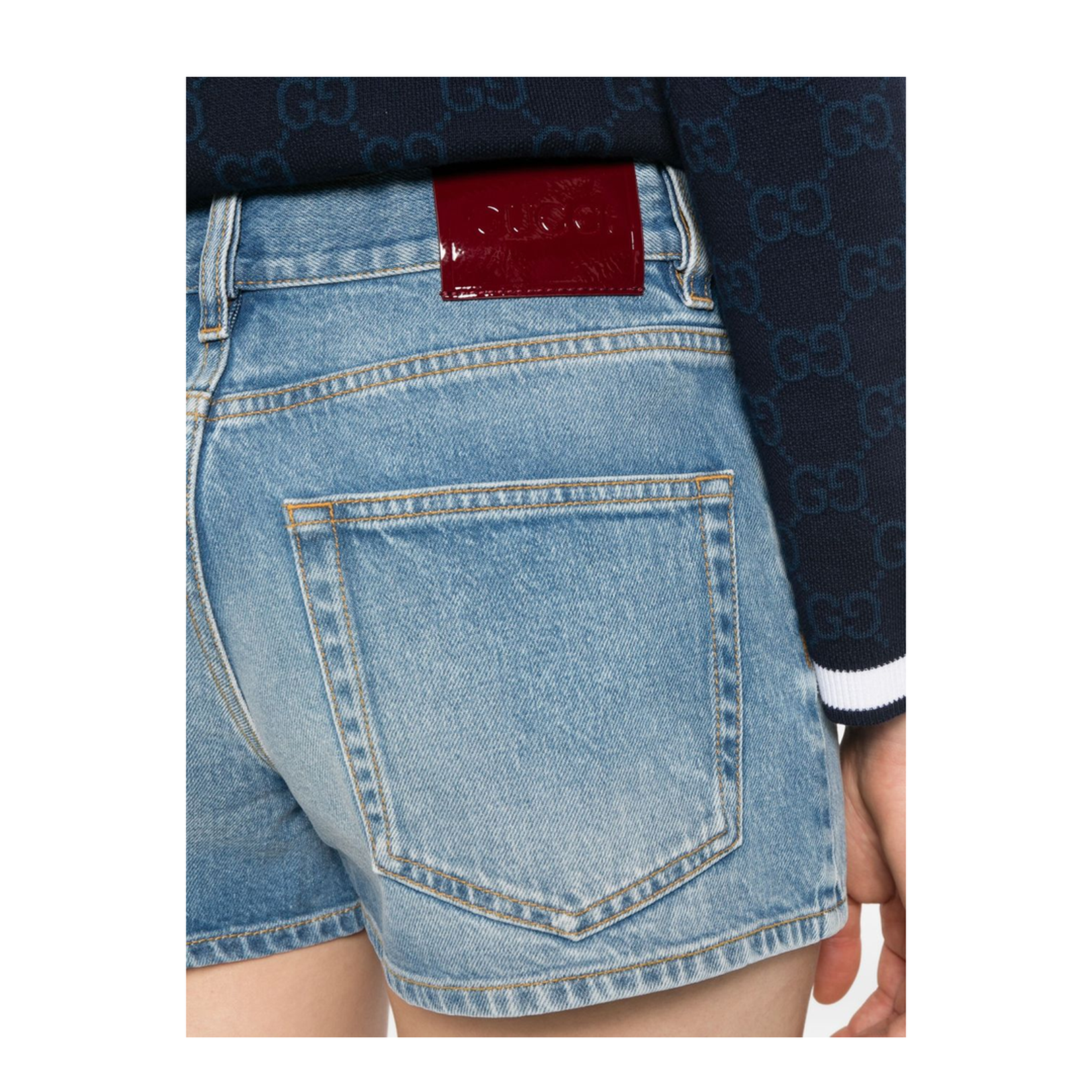 Stonewashed Denim Shorts in Light Blue - Image 4