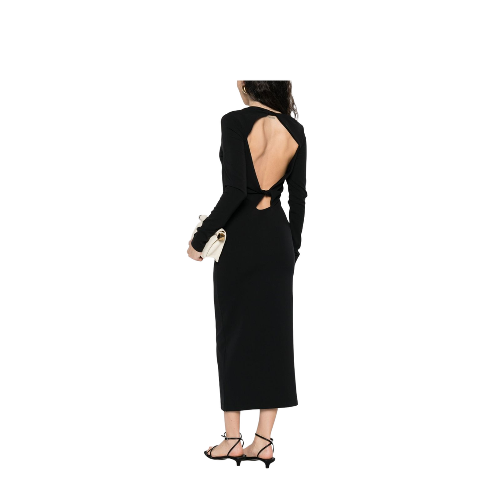 Black Dress with Long Sleeves and Knot Detail - Image 3
