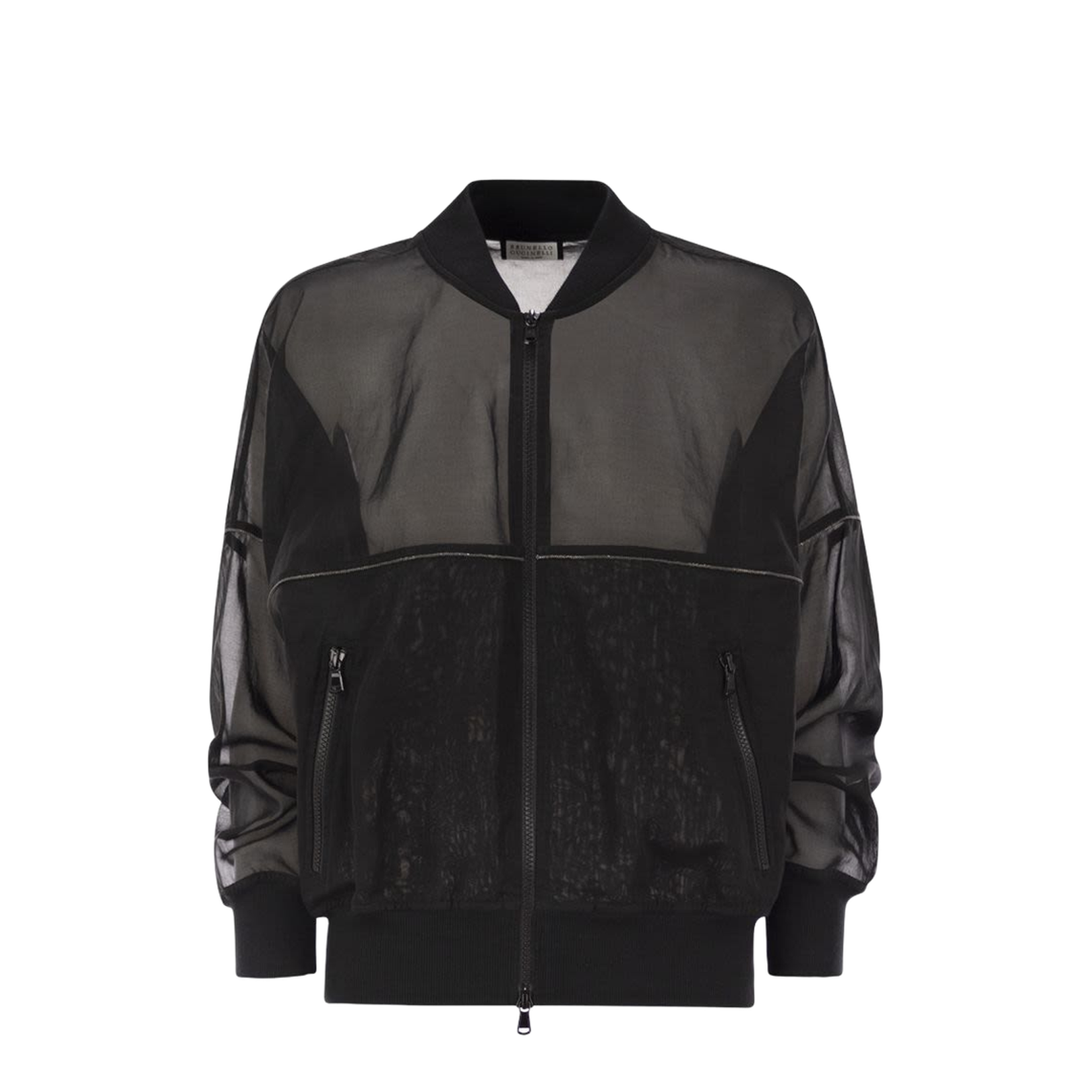 Cotton Organza Bomber Jacket with Shiny Trims - Image 1