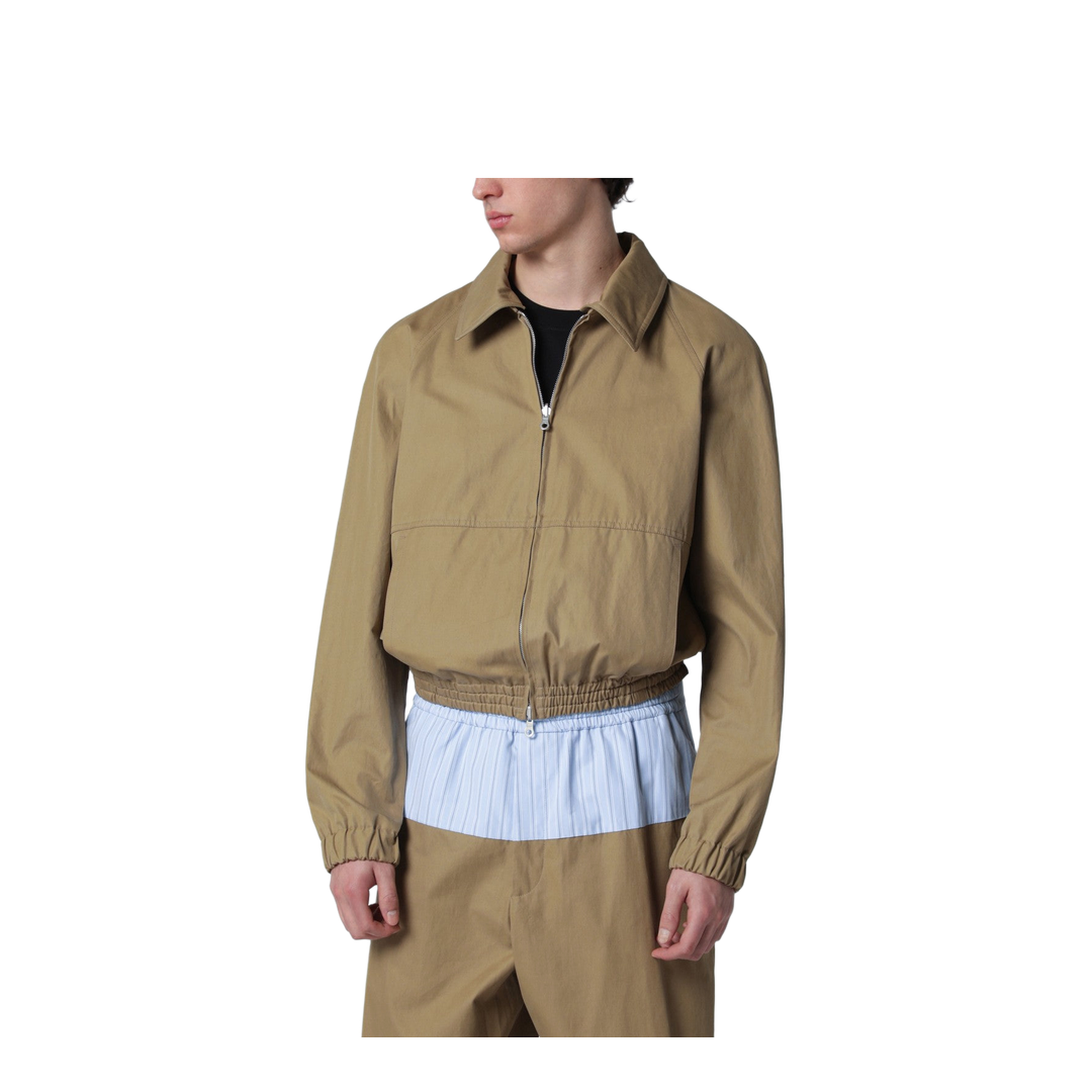 Beige Cotton-Blend Zip-Up Jacket - Image 1