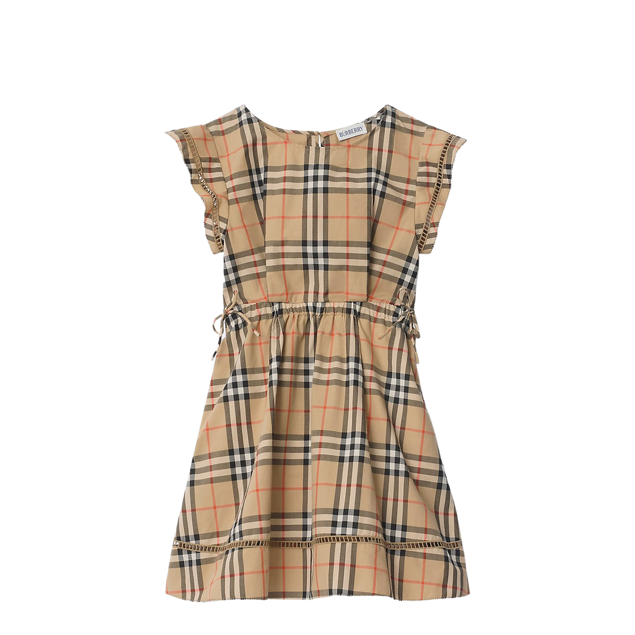 Beige Dress with Check Pattern - Image 1