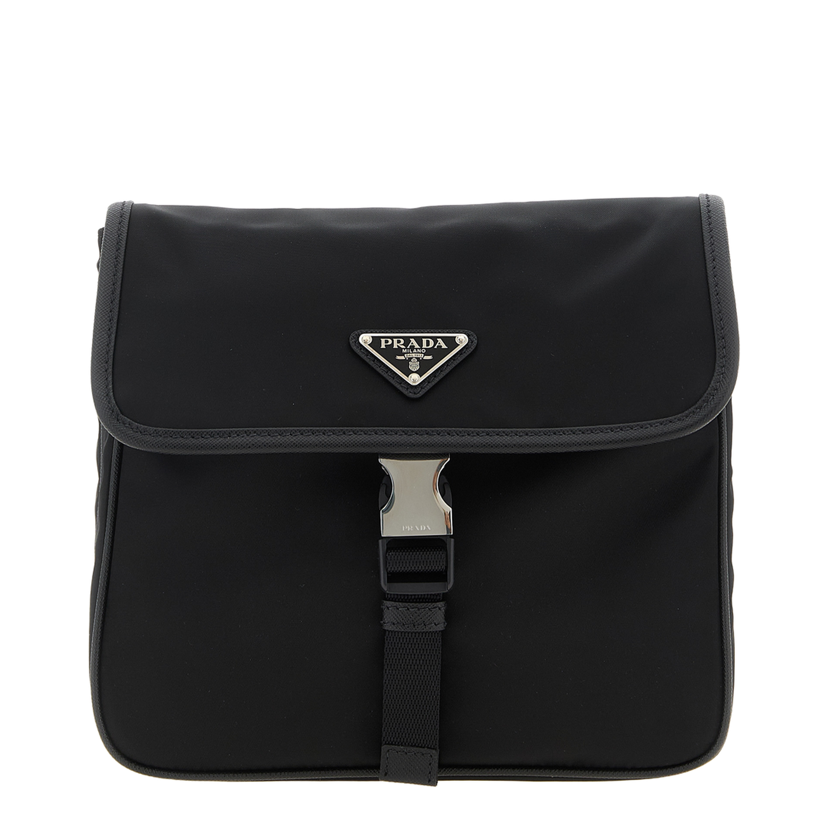 Black Re-nylon And Saffiano Leather Shoulder Bag - Image 1