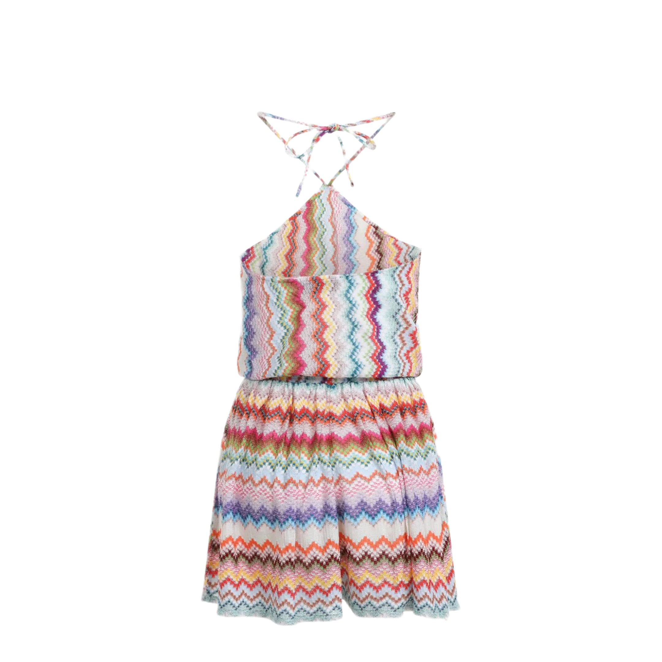 Short Jumpsuit in Lamé Viscose with Pixel-Effect Zigzag Pattern - Image 2