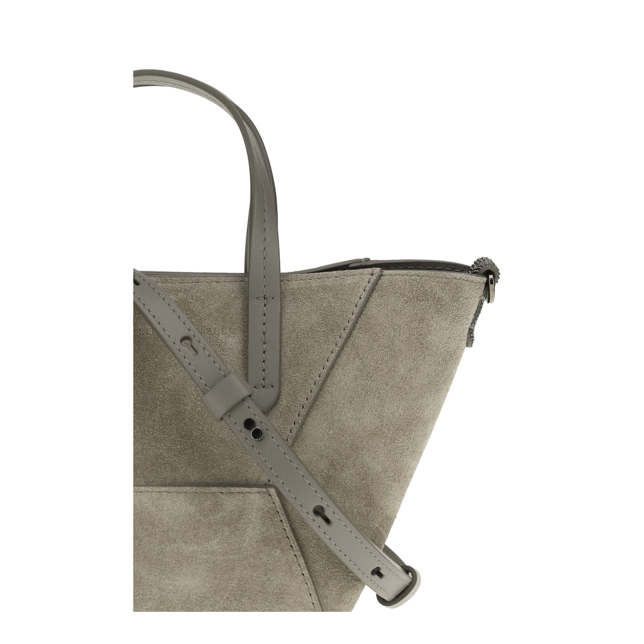 Mini Suede Leather Shoulder Bag - Bark - Image 4