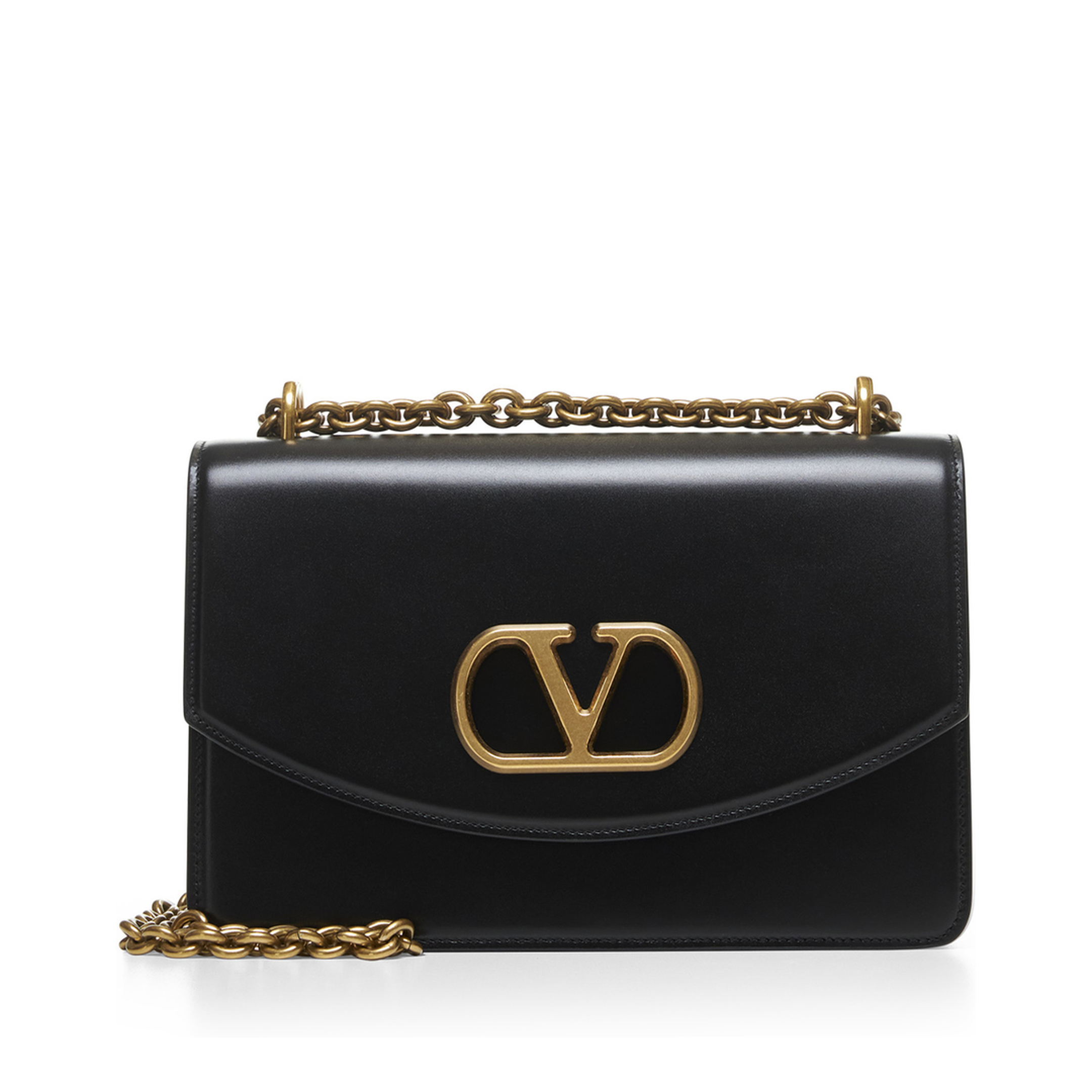 Vain Shiny Calfskin Shoulder Bag - Black - Image 1