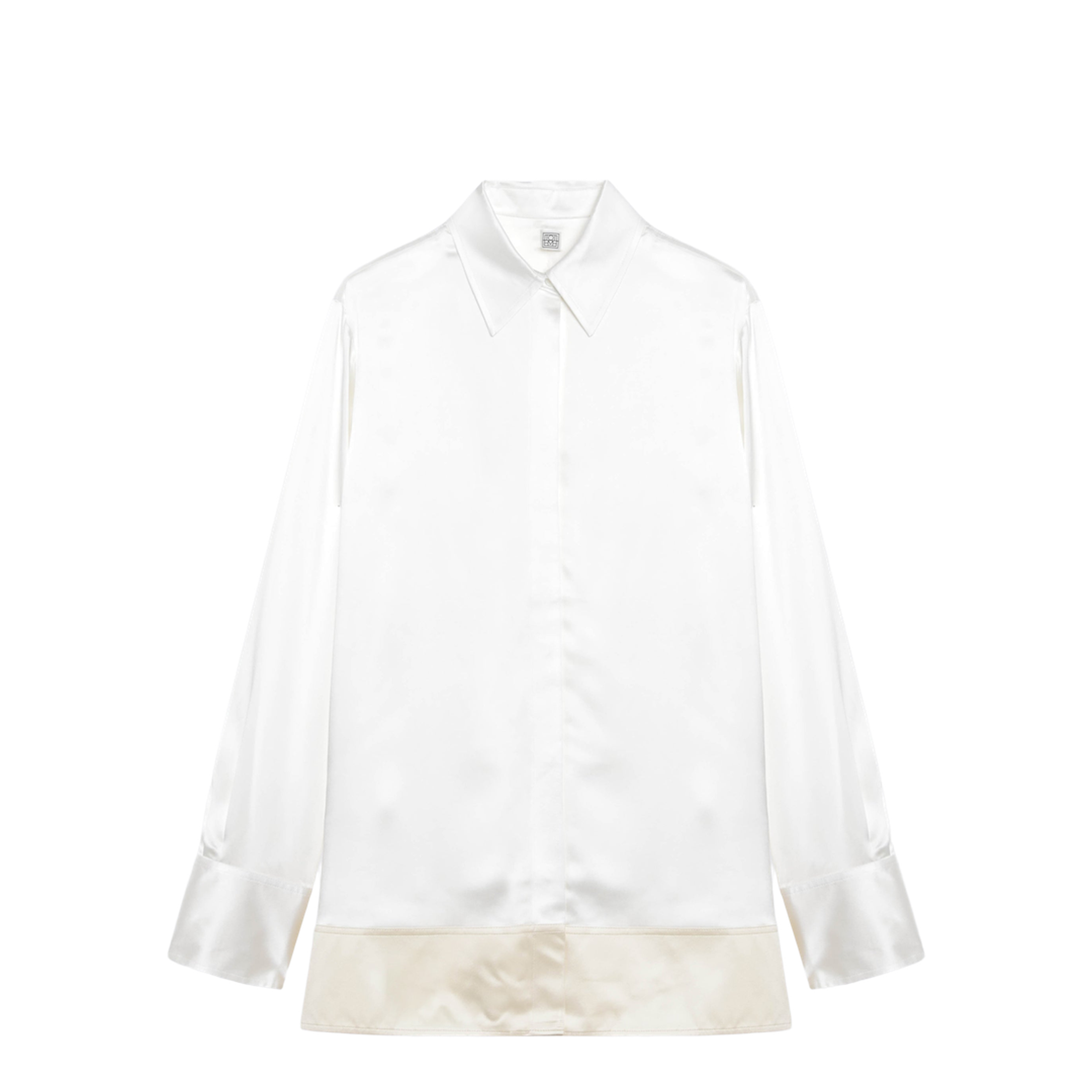 White Champagne Shiny Viscose Shirt - Image 1