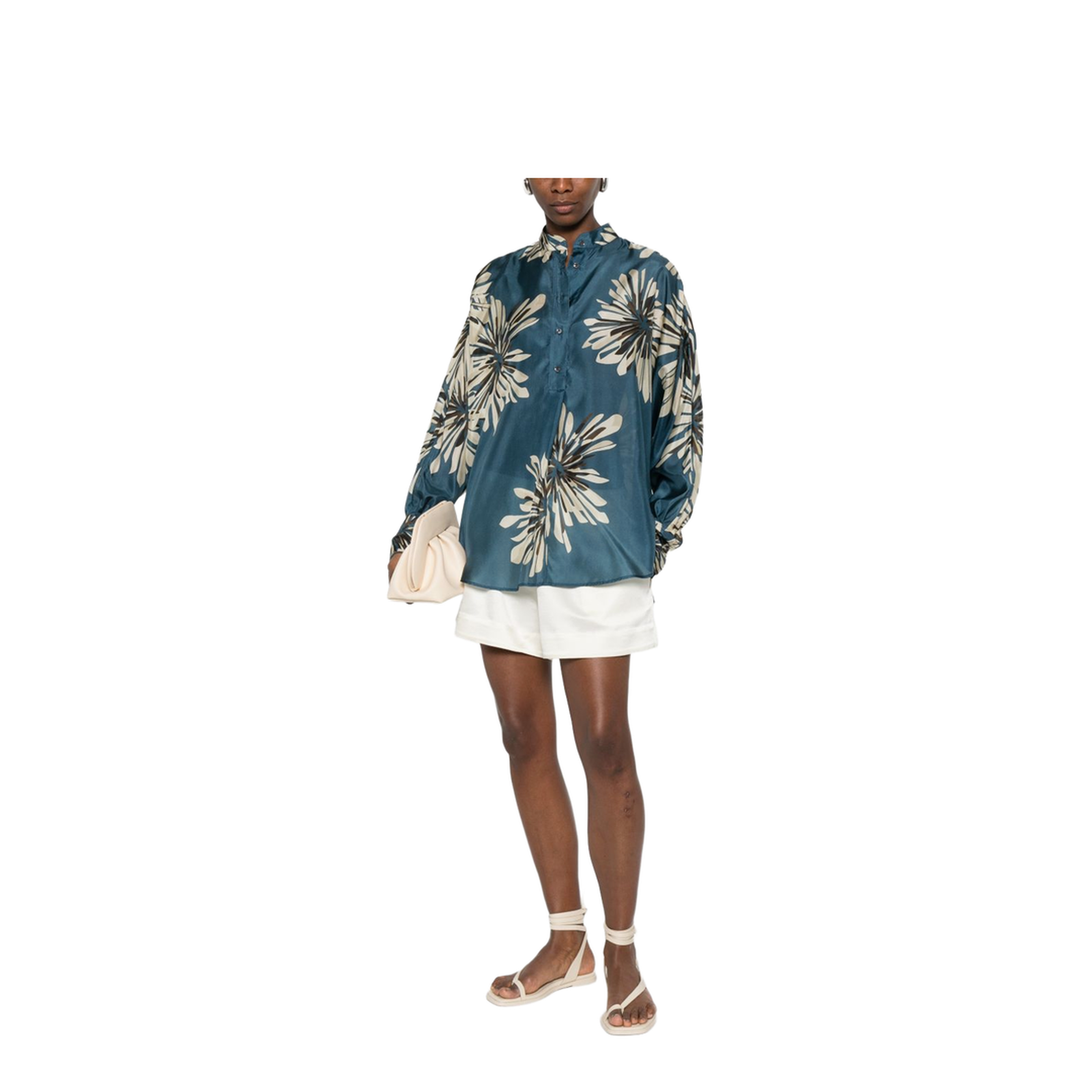 Women's Printed Silk Shirt Blue - Image 2