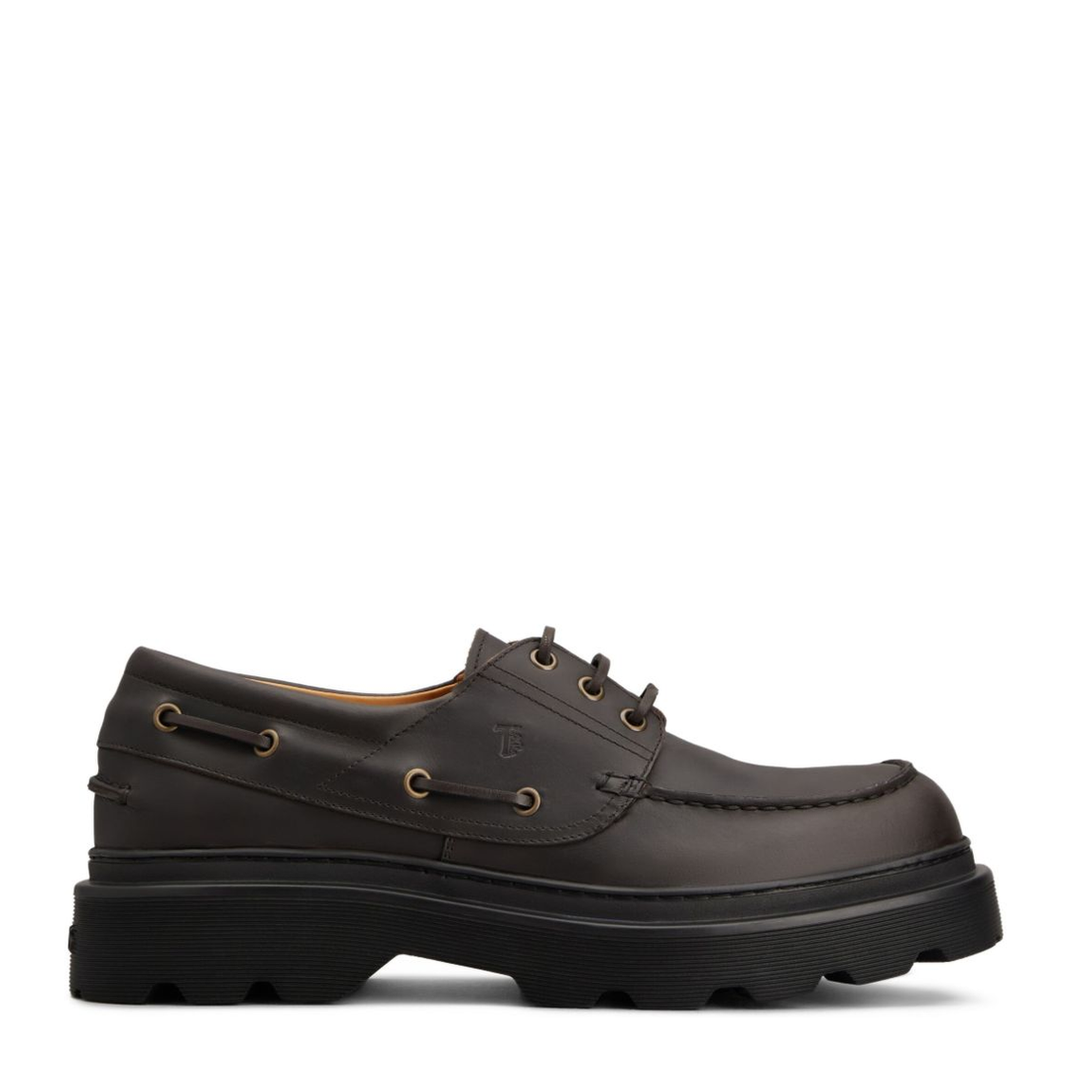 Coffee Brown Front Button Fastening Moc Stitching - Image 1