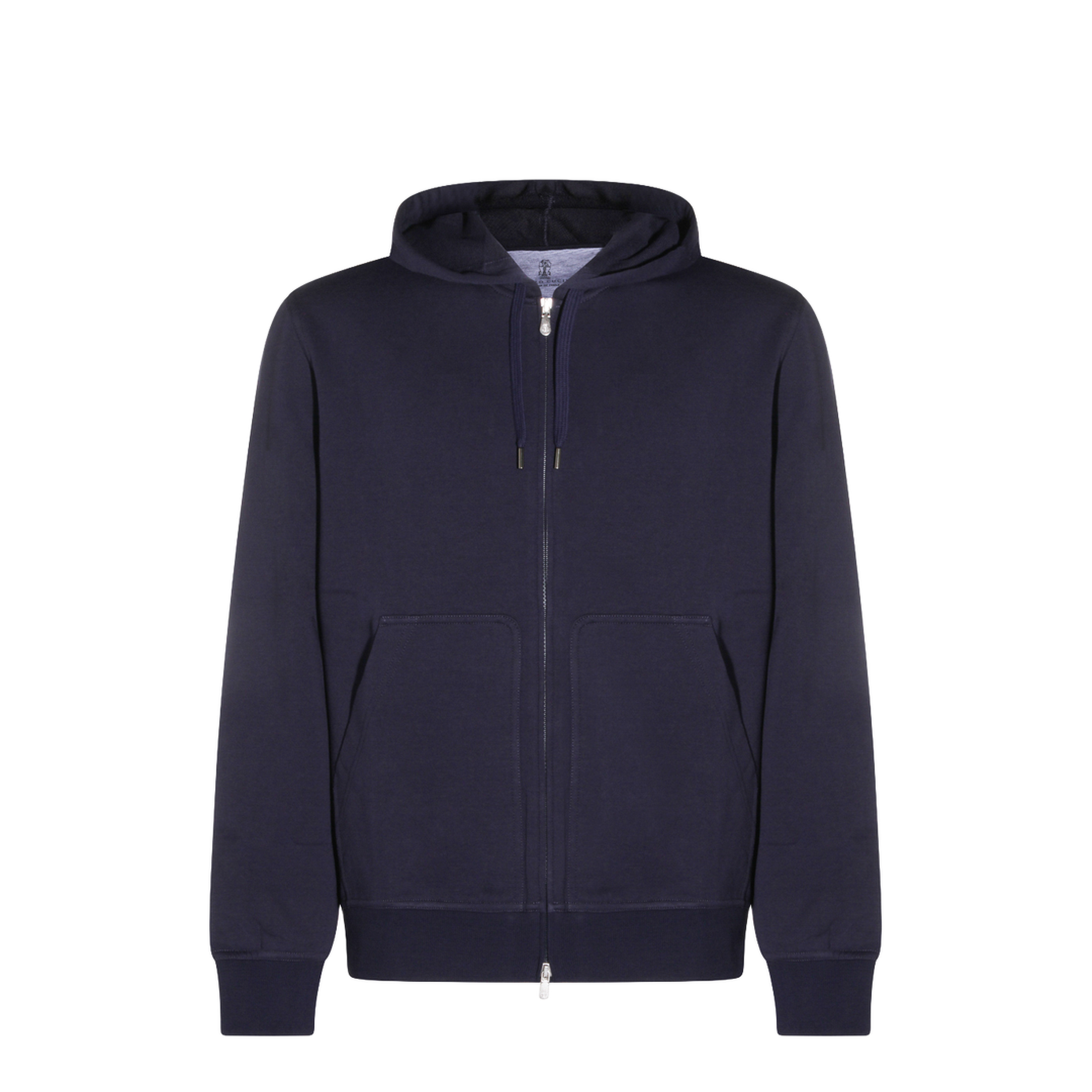 Zipped Cotton Fleece Sweater Blue - Image 1