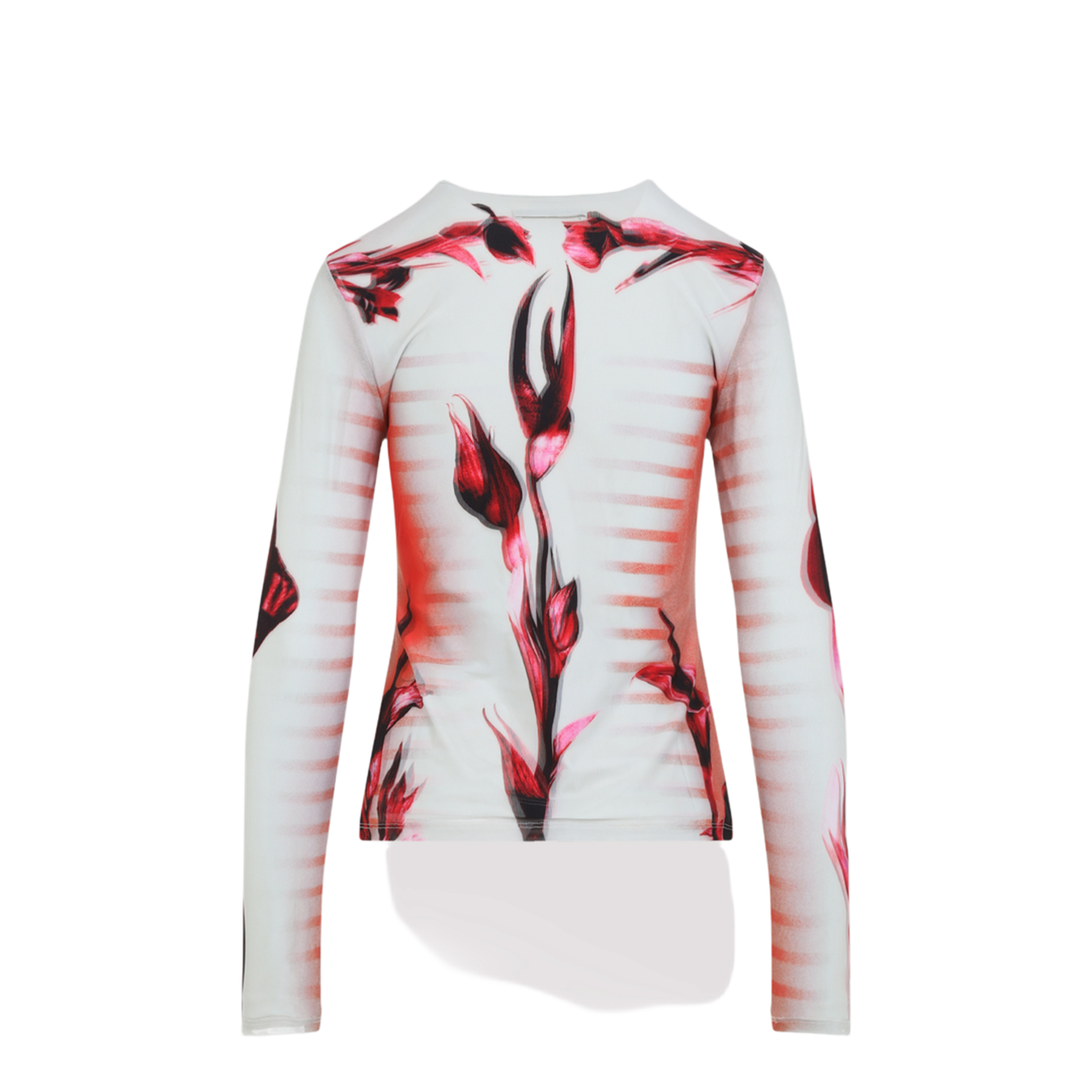 Layered Long Sleeves Top Printed Flower Body Morphing Mariniere - Image 4