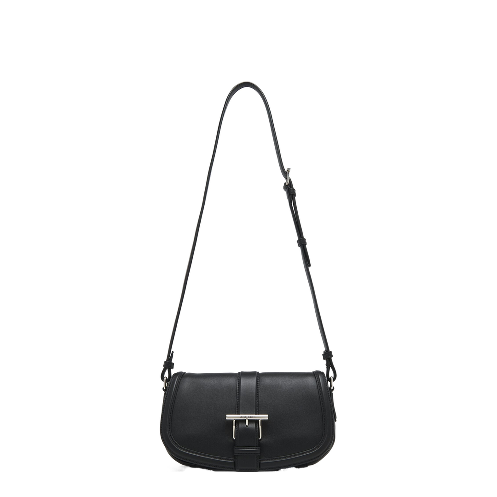 T-Bar Calf Leather Satchel - Black - Image 2