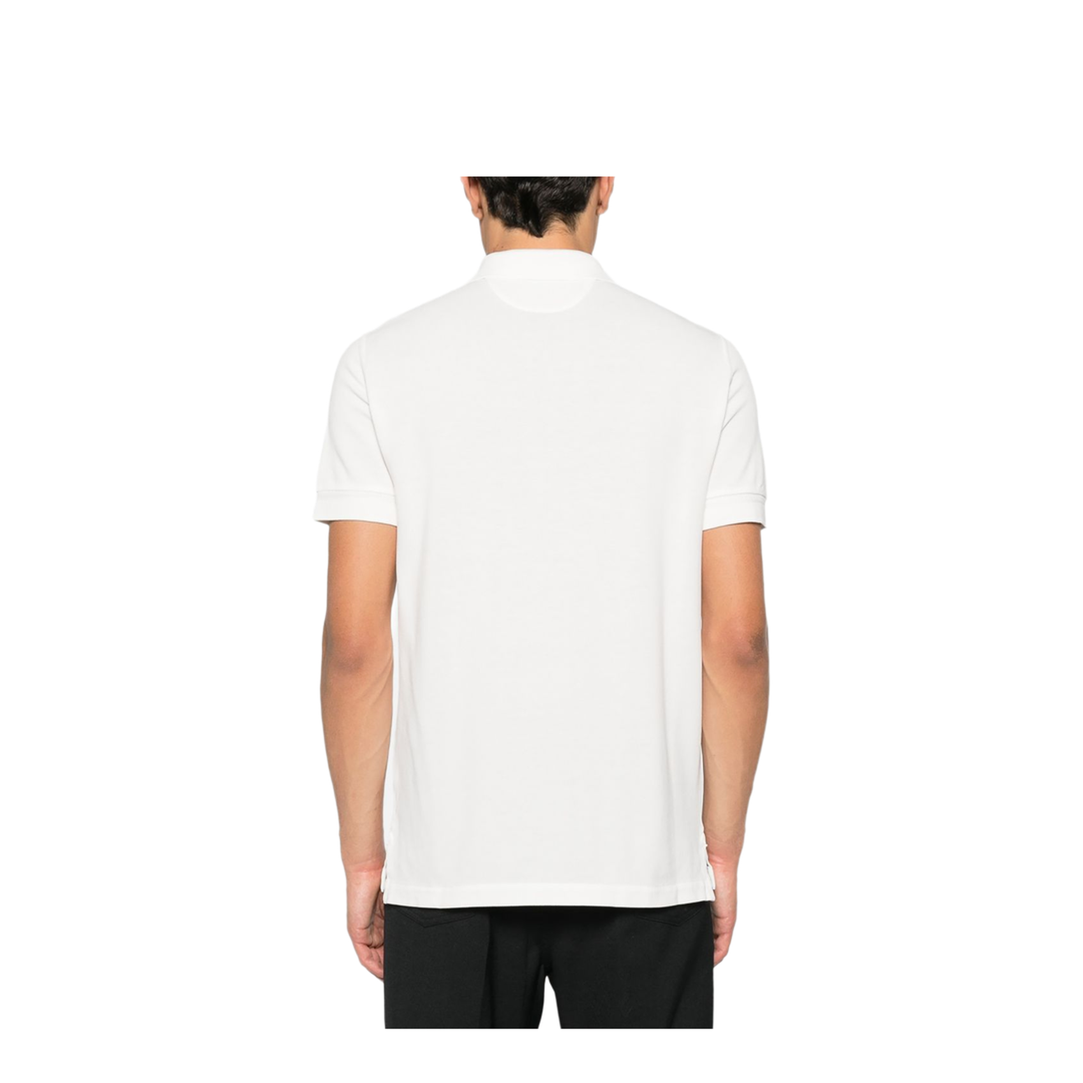 Lyocell Pique Polo Shirt In White - Image 4