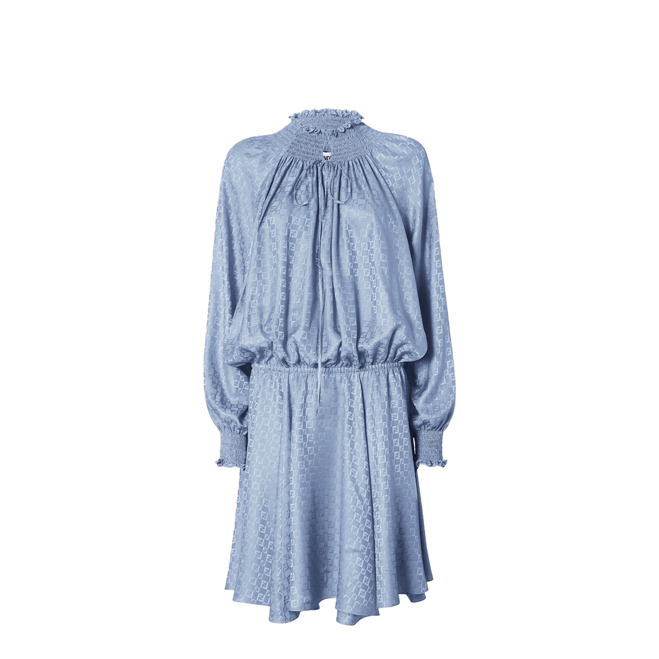 Blue Silk Jacquard Dress - Image 1