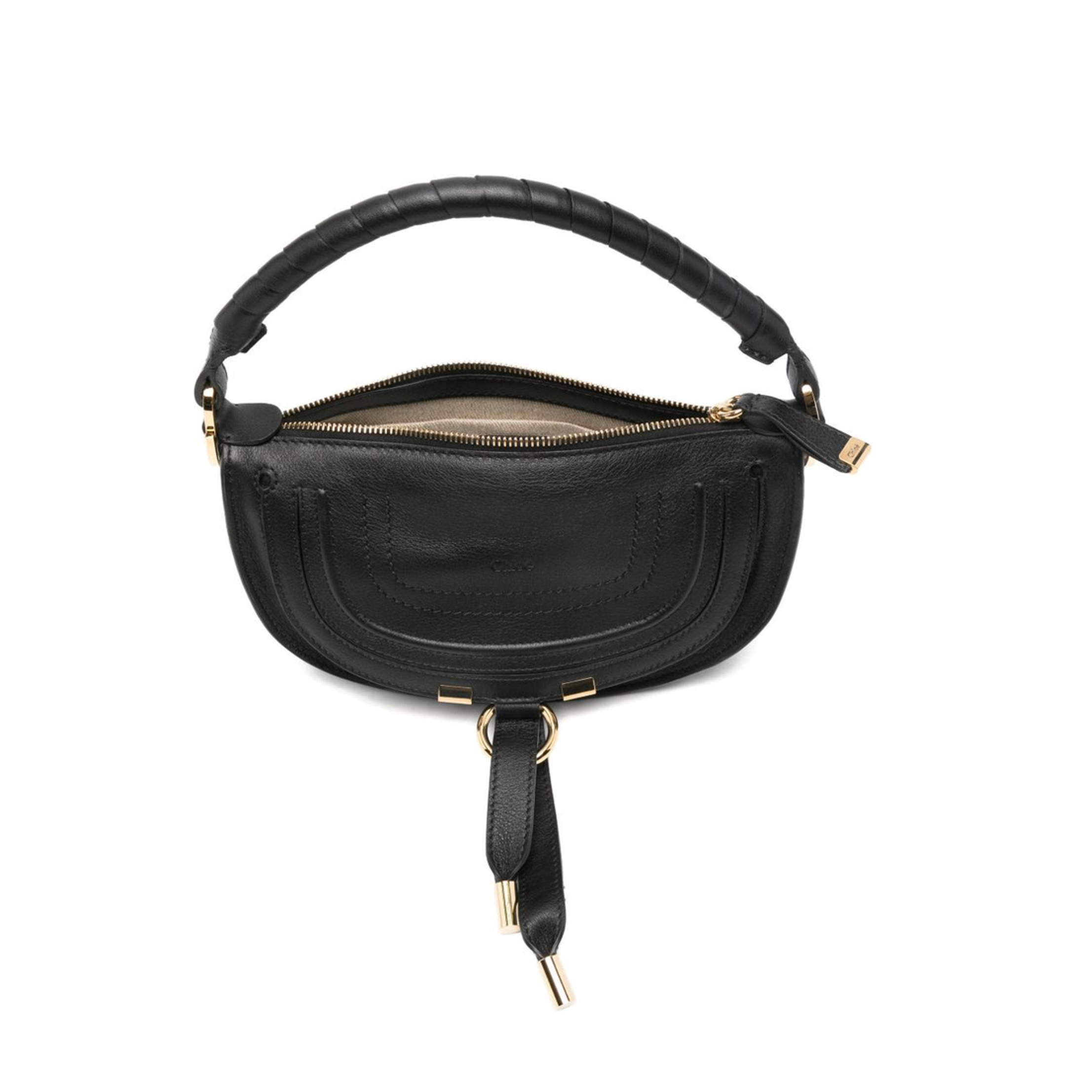 Marcie Mini Calfskin Saddle Bag - Black - Image 5