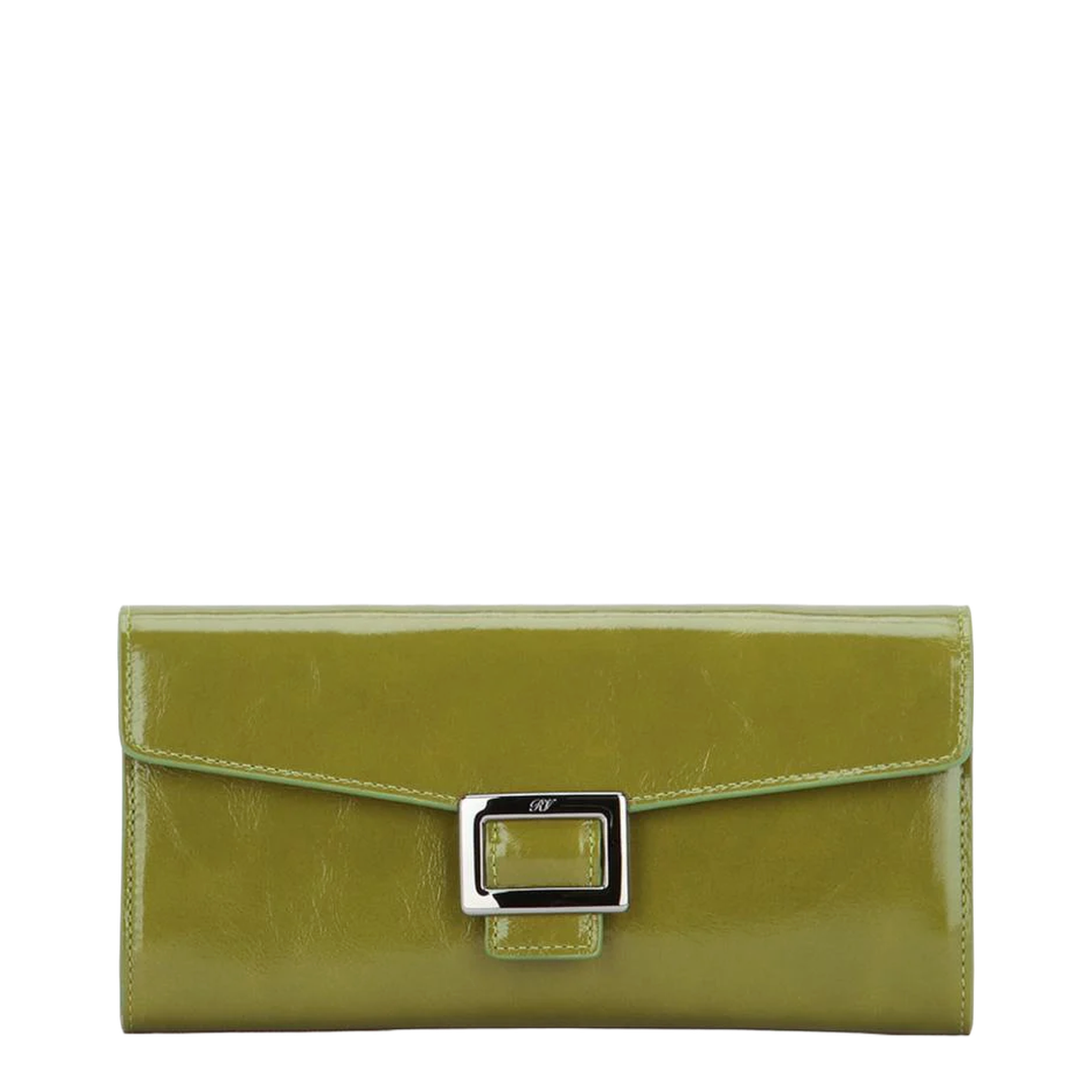 Wallet on Chain in Patent Leather Green - Image 1