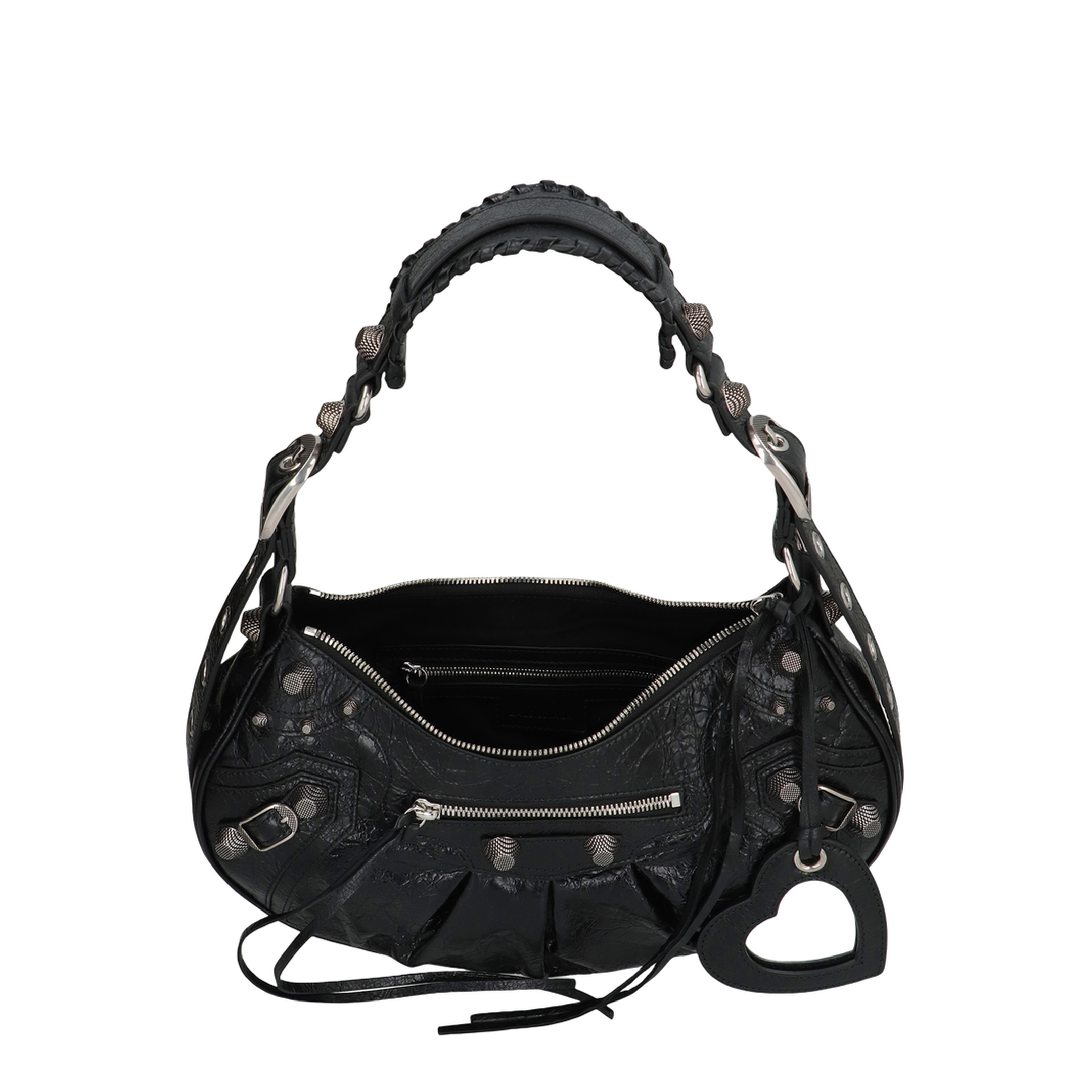 Le Cagole Small Arena Lambskin Shoulder Bag - Black - Image 5