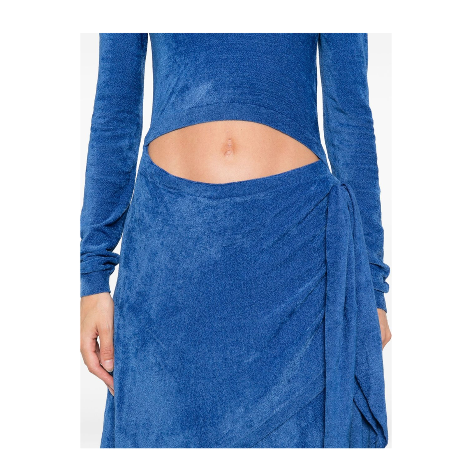 Cut-Out Detail Tie-Front Long Sleeves Mini Dress - Image 2