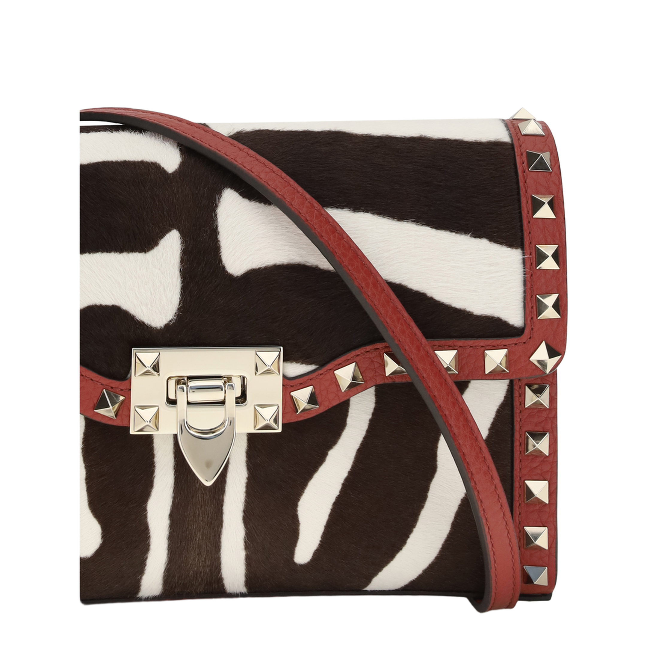 Rockstud Calf Hair Crossbody - White - Image 4