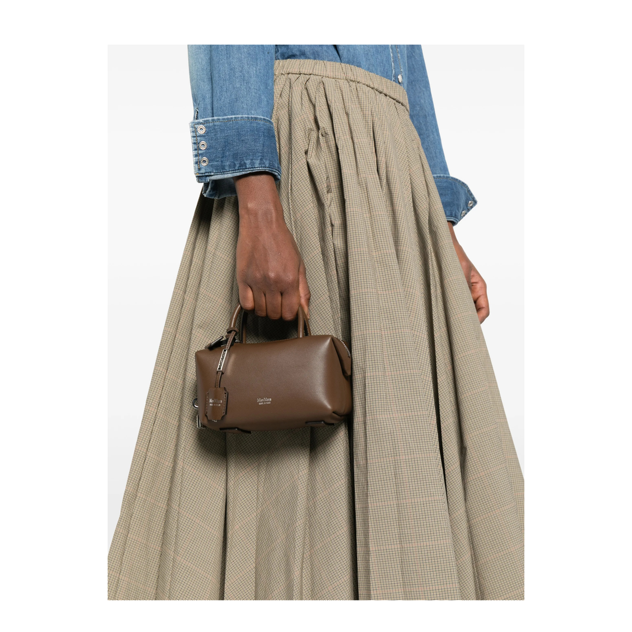 Holdalls Small Natural Calfskin Leather Satchel Bag - Dark Brown - Image 2