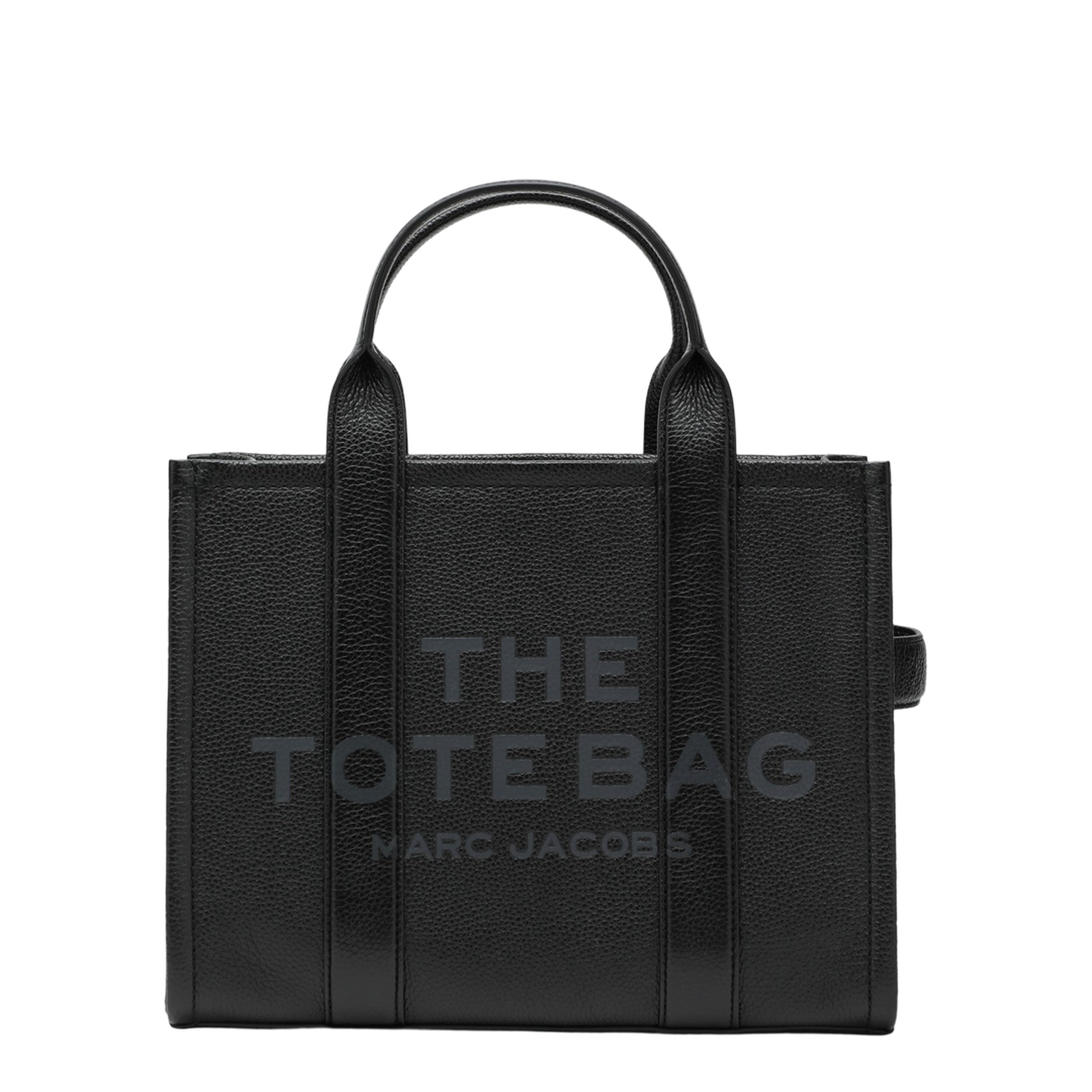 Black Leather Medium Tote Bag - Image 1