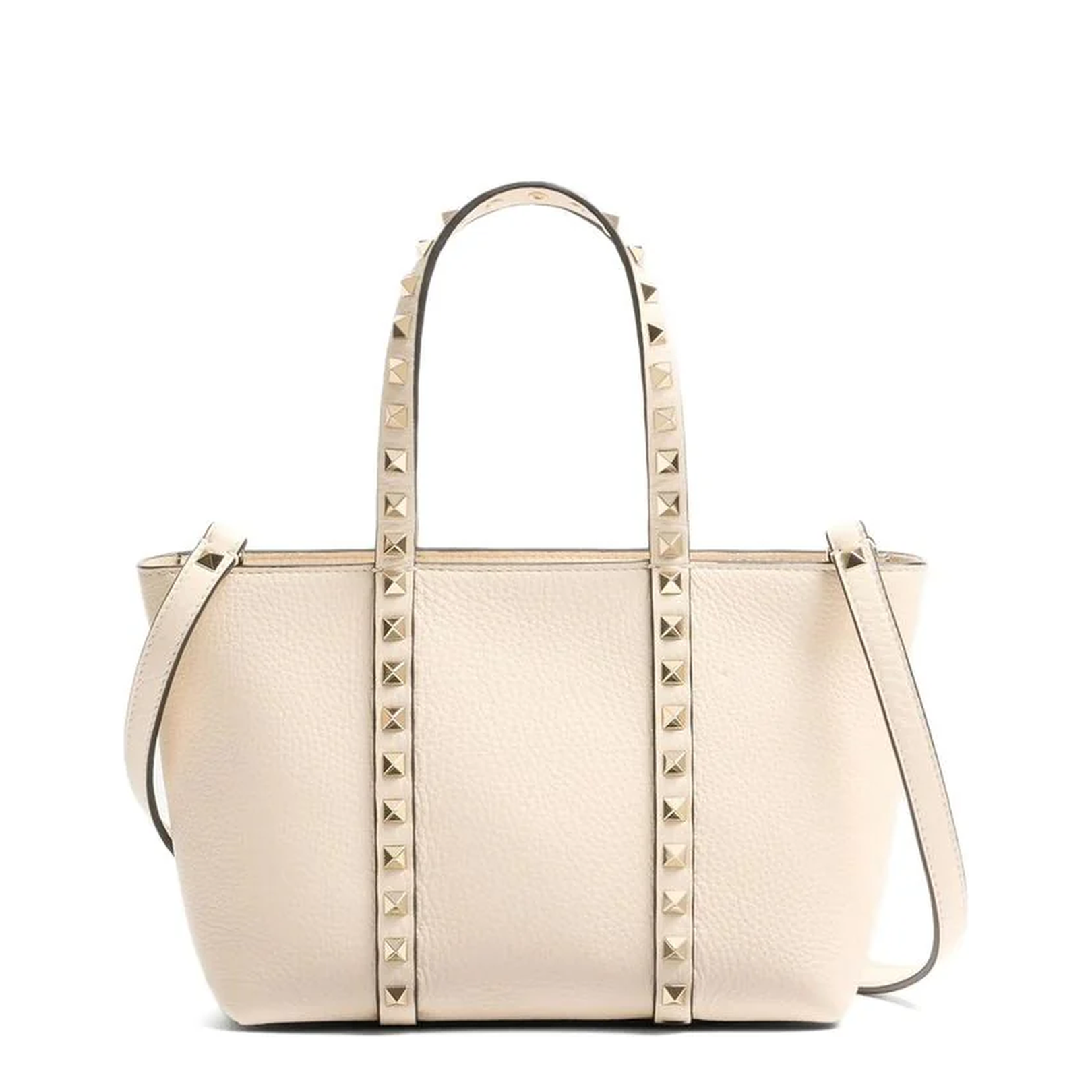 Sand Leather Small Rockstud Shopping Bag - Image 1