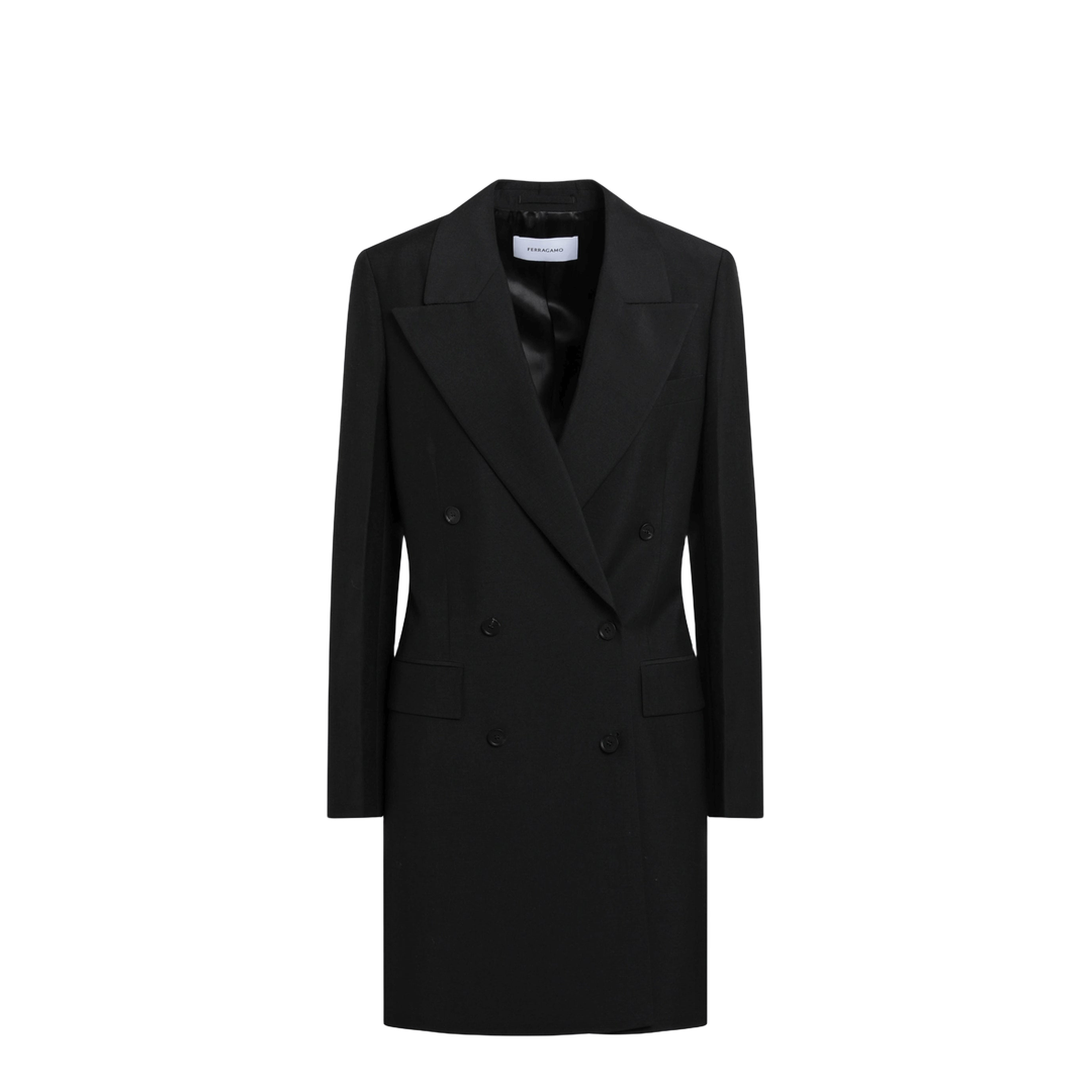 Black Double-Breasted Wool-Blend Suit - Image 1