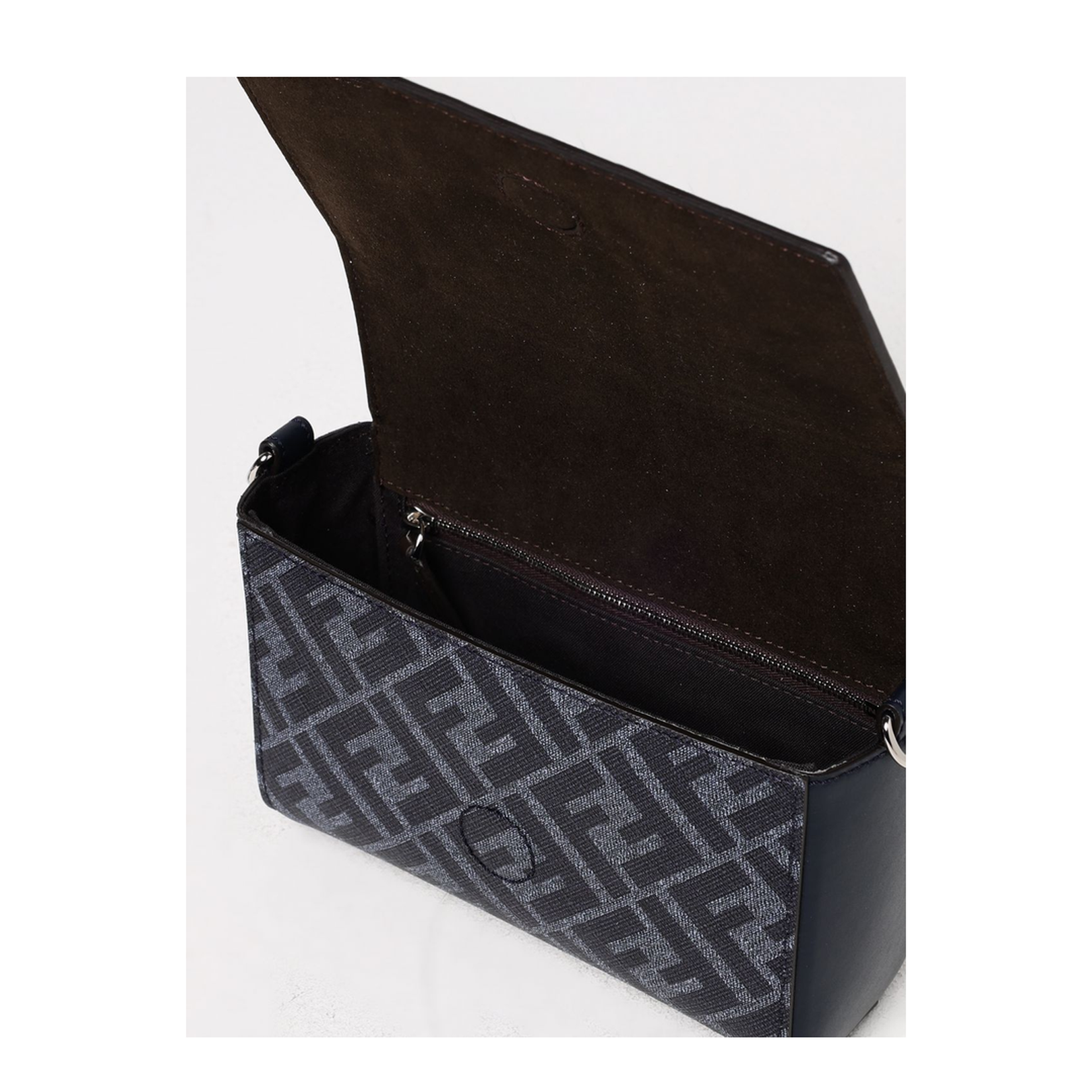 FF Squared Leather And FF Canvas Dark Blue Compact Bag - Image 5