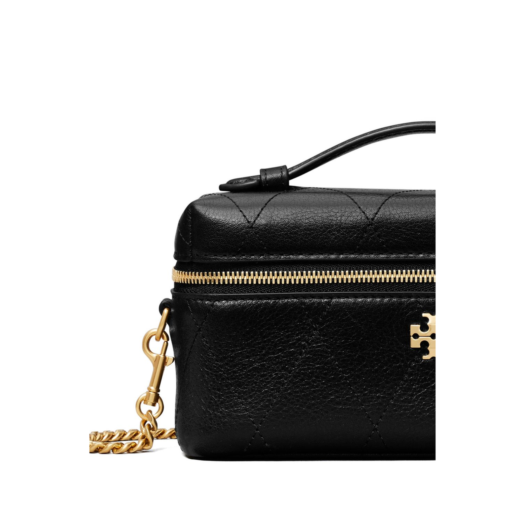 Charlie Quilted Pebbled Leather Vanity Case - Black - Image 4