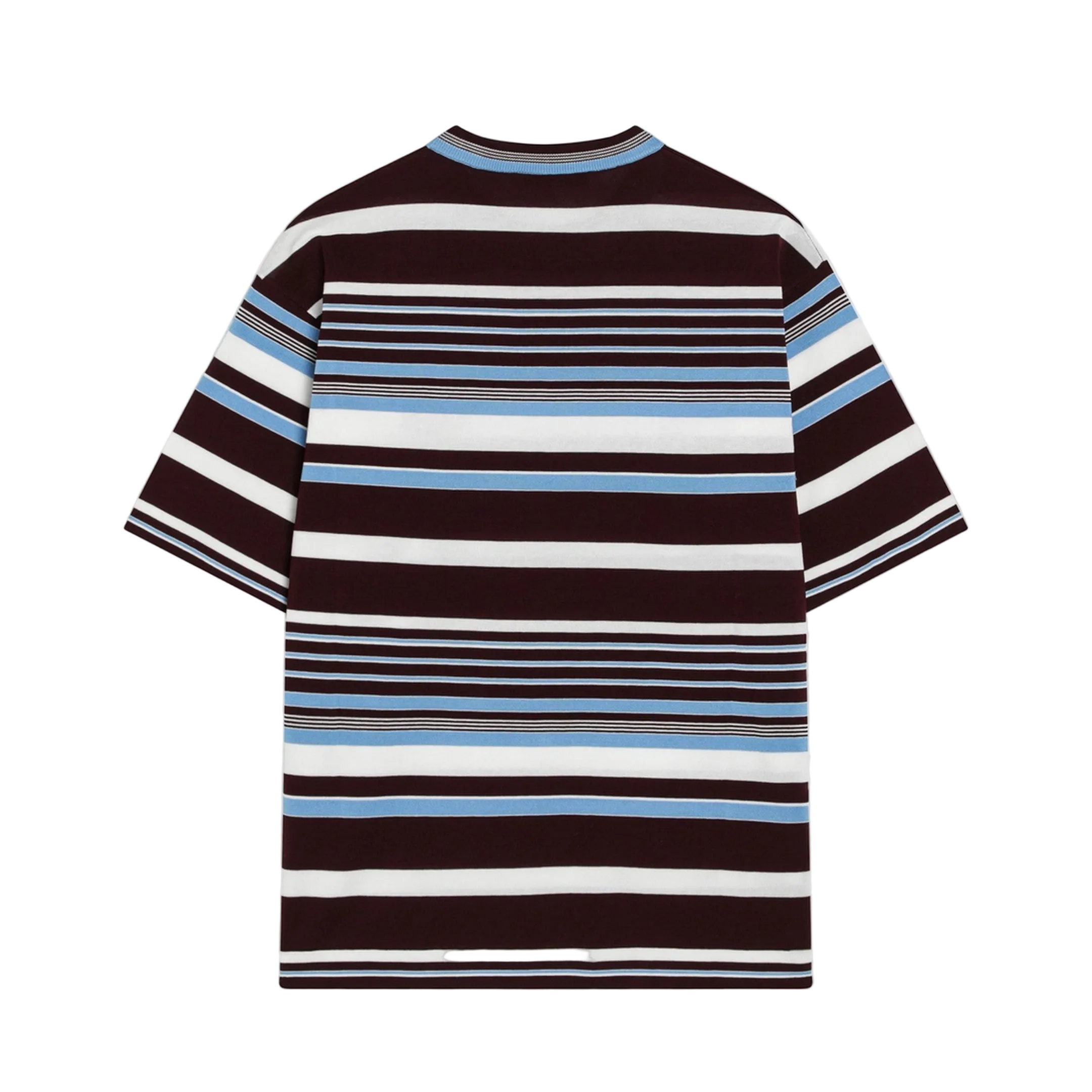 Amaranth and Light Blue Striped Cotton T-shirt - Image 2
