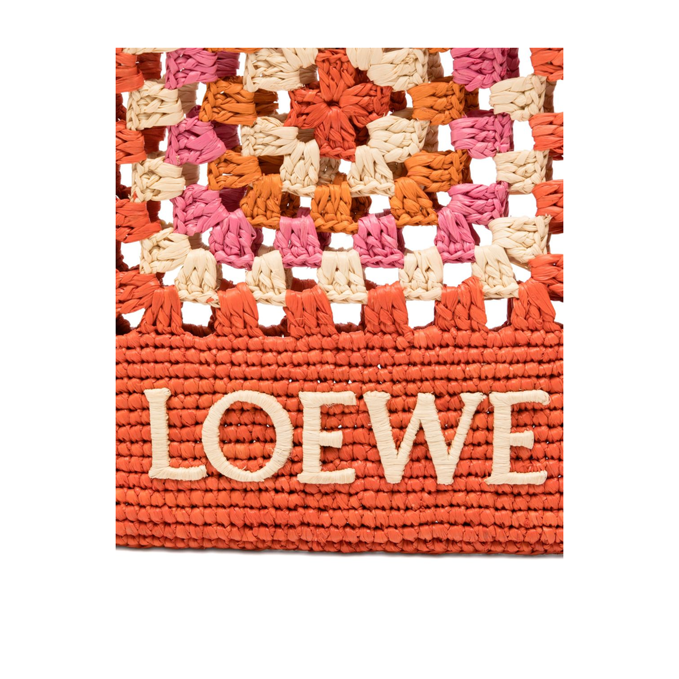 Paula's Ibiza One Size Calfskin & Raffia Bag - Bright Orange/Pink - Image 3