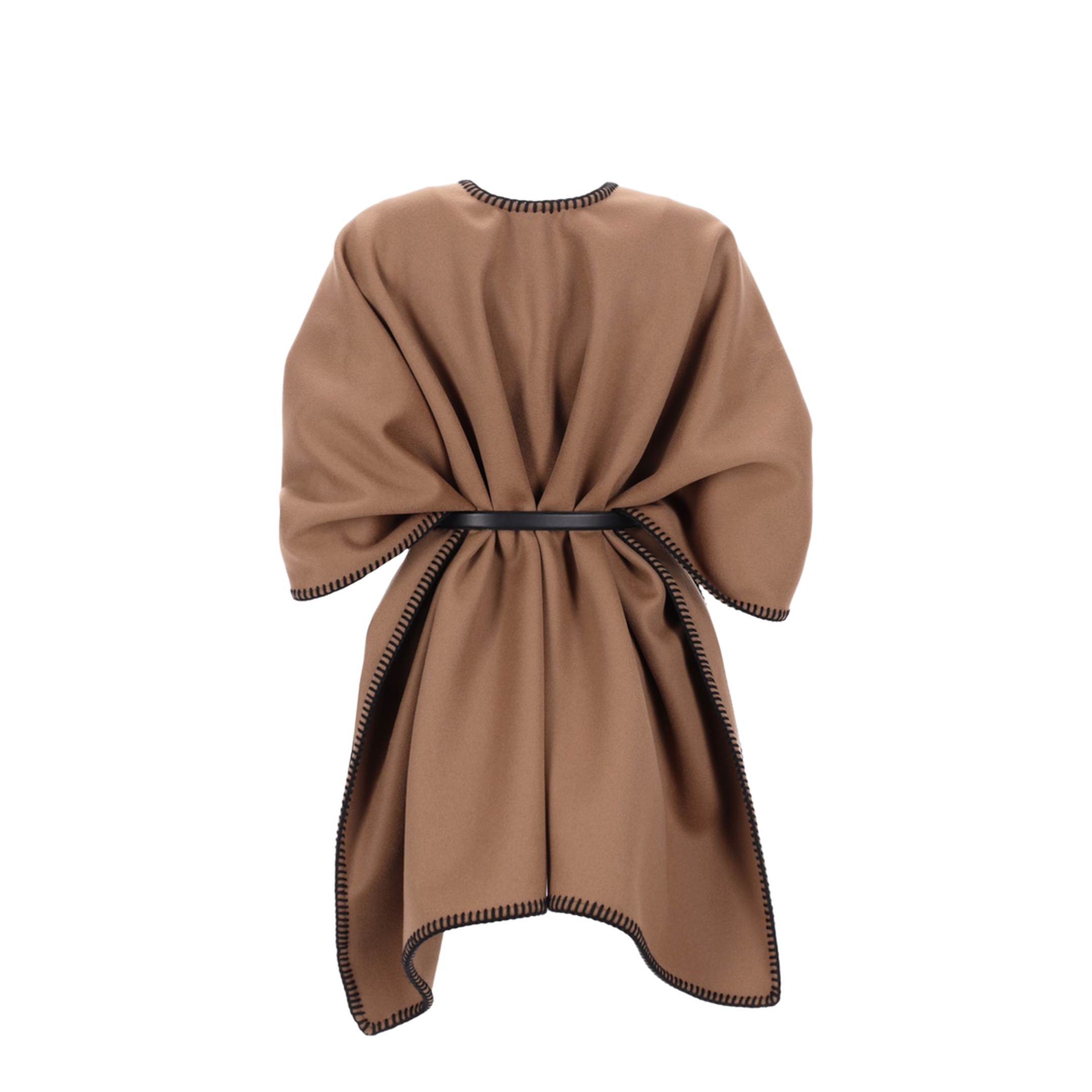 Colomba Double Wool Drap Belted Logo Cape - Image 3