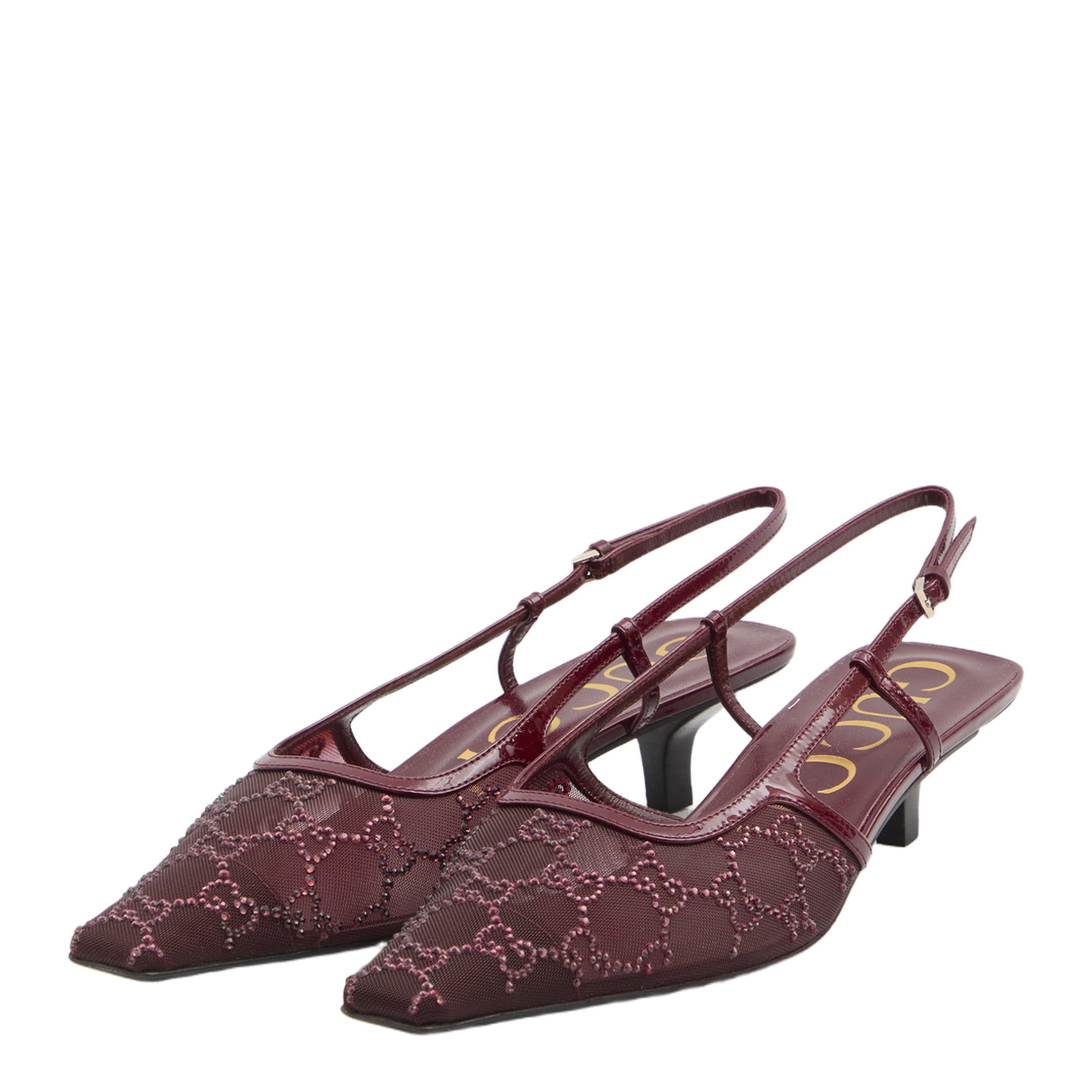 GG Crystal Slingback Pump in Rosso Ancora Mesh - Image 2