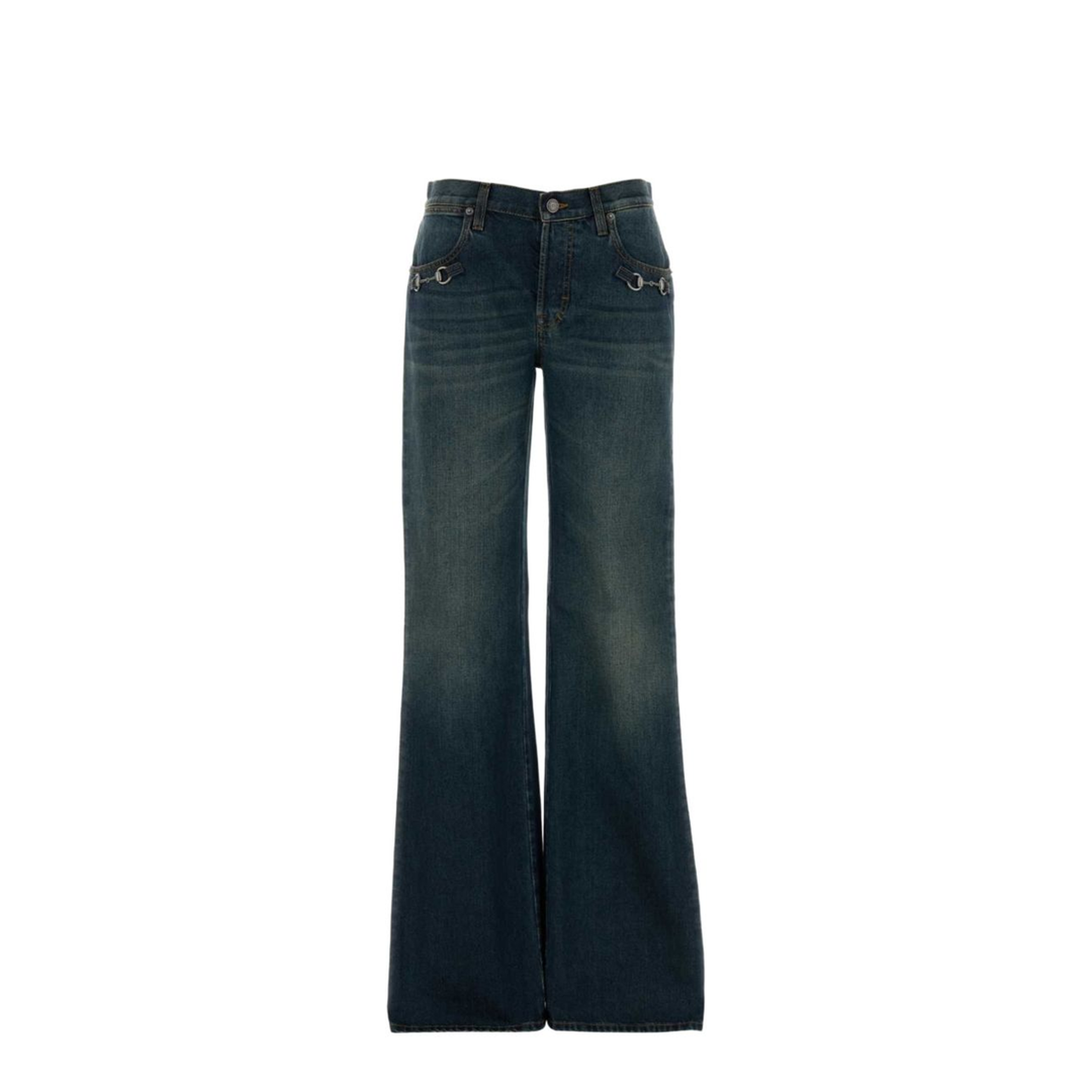 Denim Jeans with Horsebit Detail - Image 1