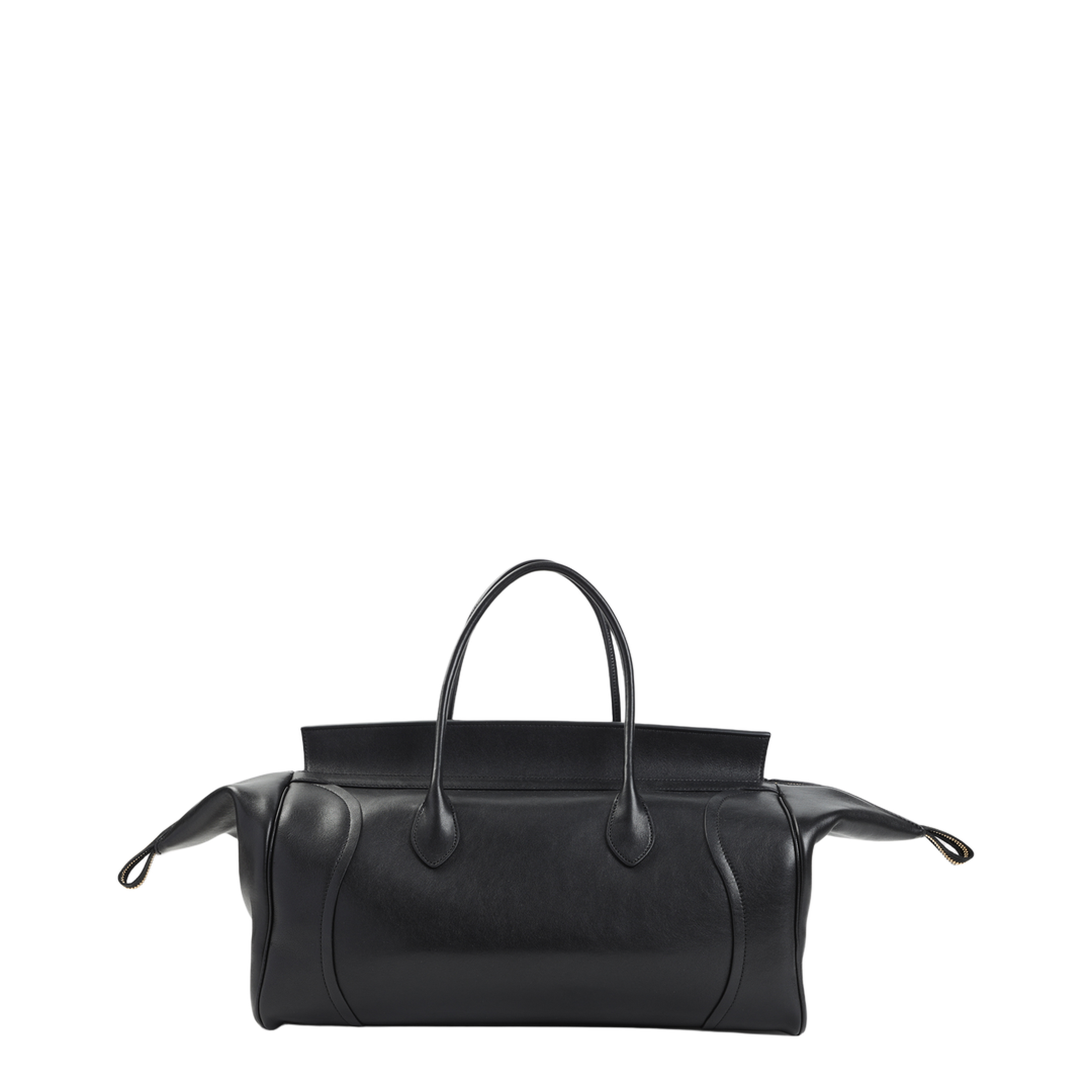 Large Luggage Calfskin Handbag - Black - Image 4