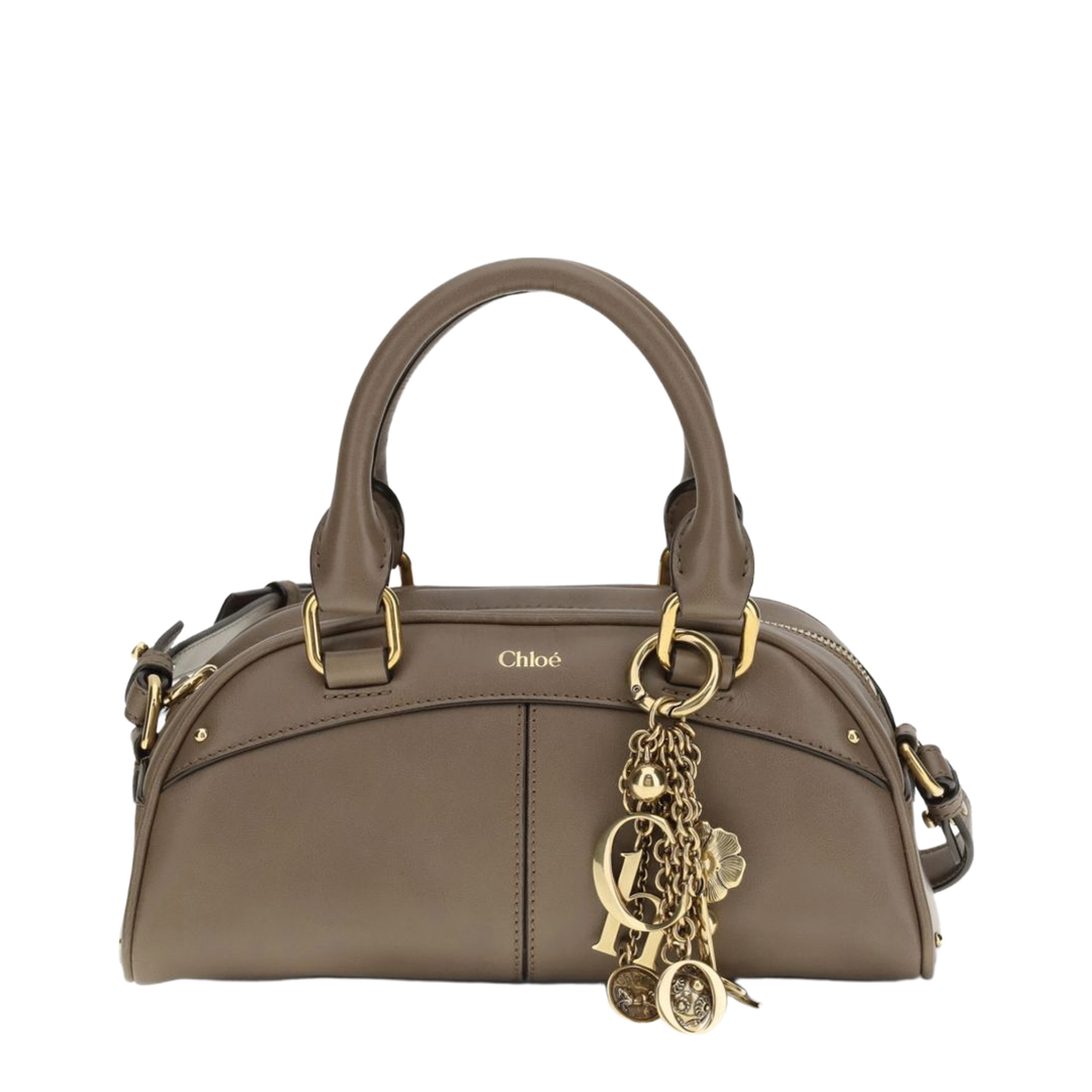 Small Bowling Bag in Soft Leather Beige - Image 1