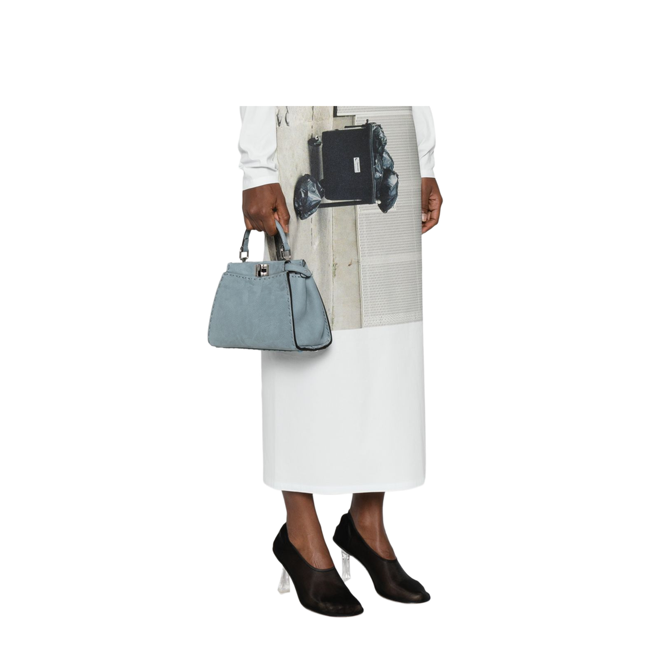 Peekaboo Mini Cuoio Romano Leather Light Blue - Image 5