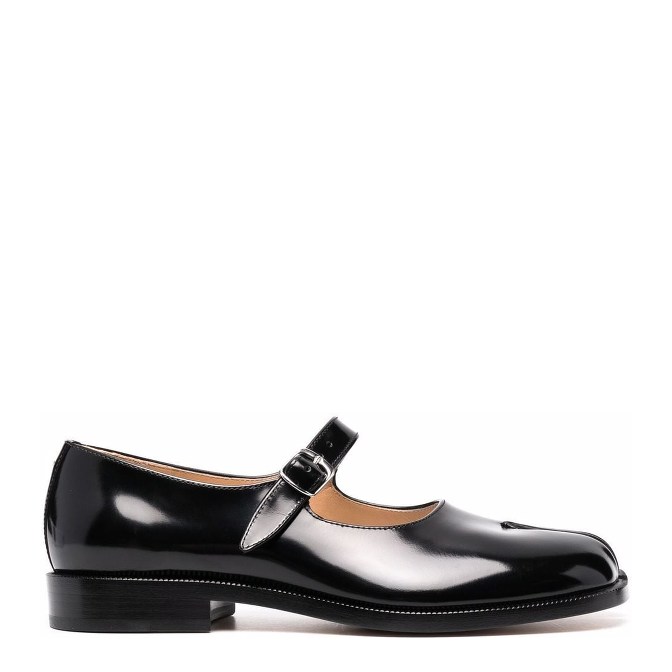 Black Leather Tabi Mary-Jane Shoes - Image 1