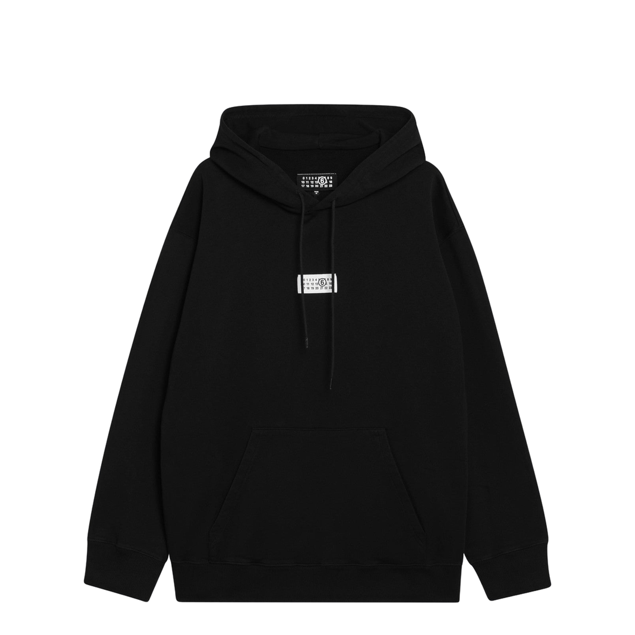 Black Front Pouch Pocket Adjustable Drawstring Hood Ribbed Cuffs Logo Patch Detailing - Image 1