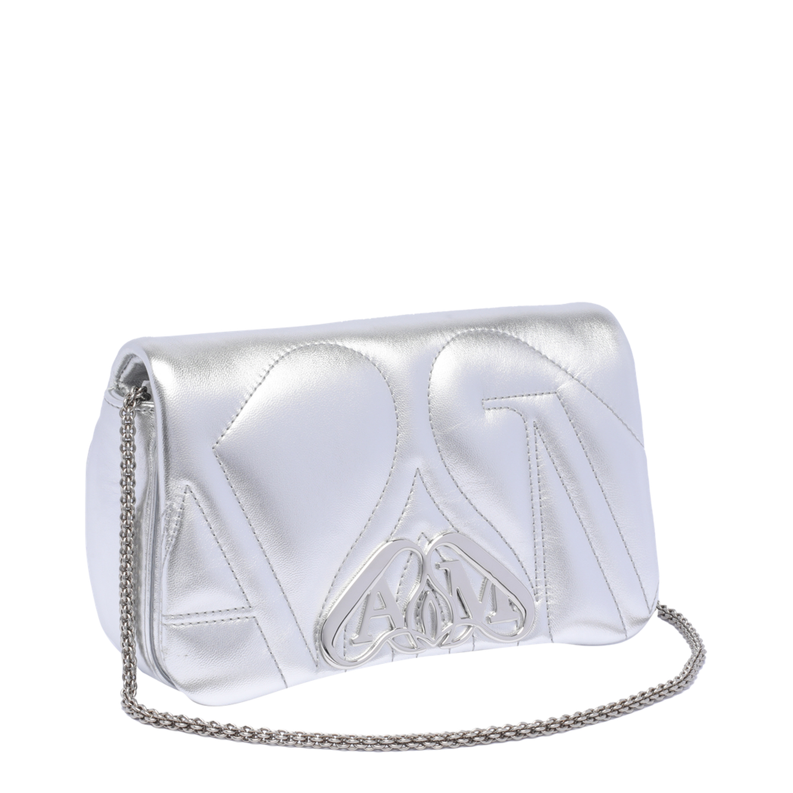 The Mini Seal Mini Lambskin Shoulder Bag - Silver Leather - Image 2