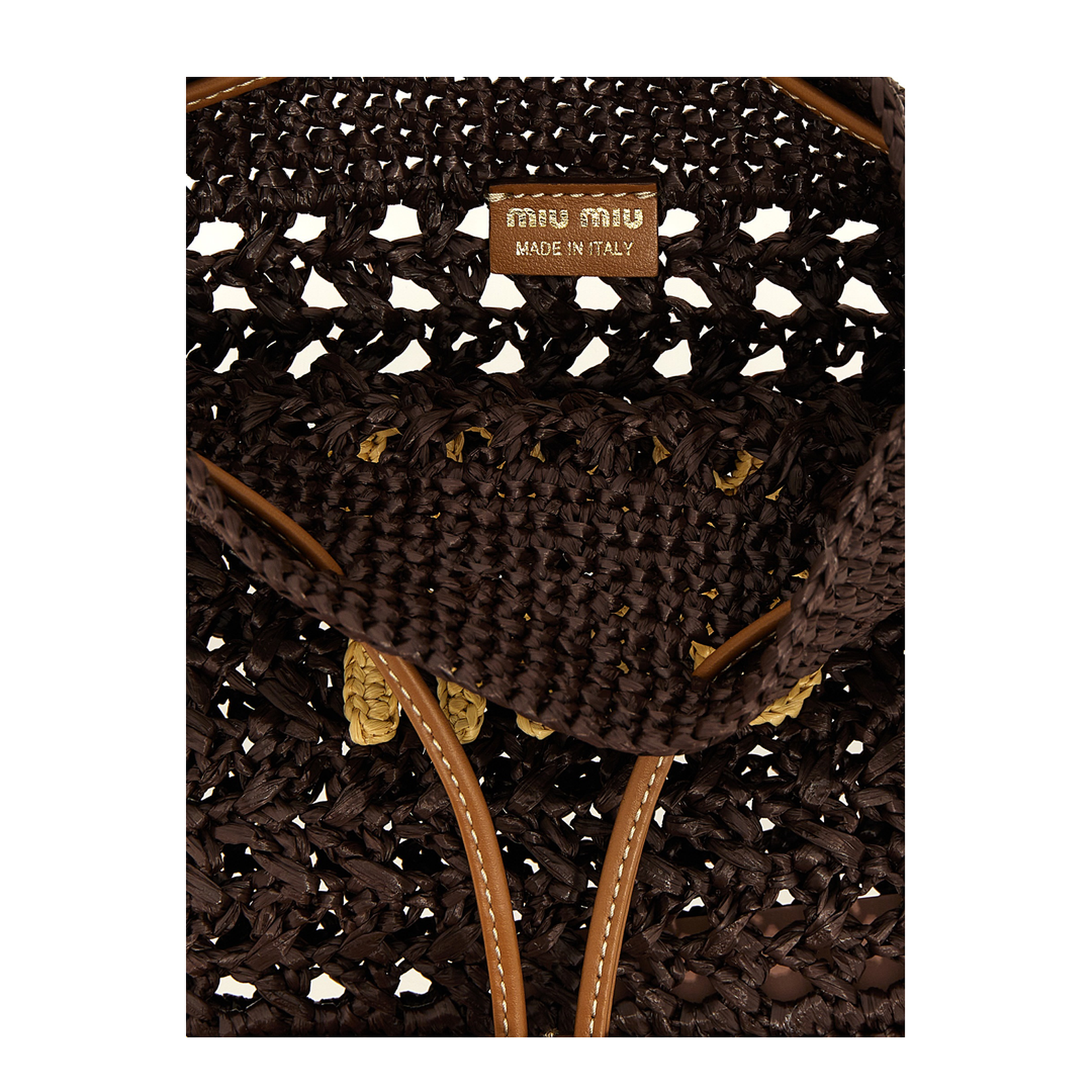 Cocoa Brown Natural Woven Fabric Mini-Bag - Image 4